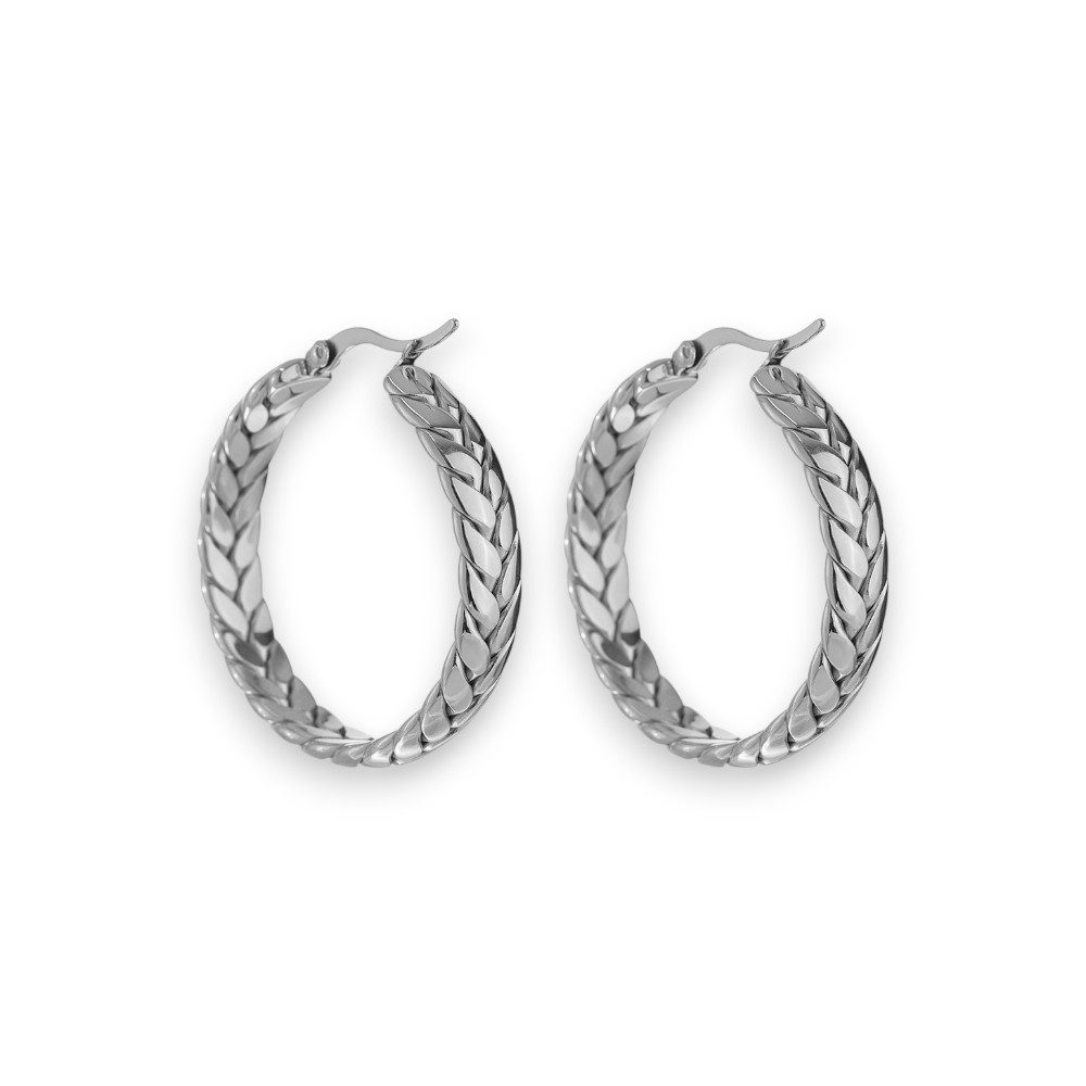 SHELAGO Paar Creolen - Geflochtene Creolen Damen groß - Edelstahl Ohrringe Gold Silber (1 Paar Ohrringe, inkl. Geschenkverpackung), Damen Ohrringe - wasserfeste Ohrringe - moderne Ohrringe Damen