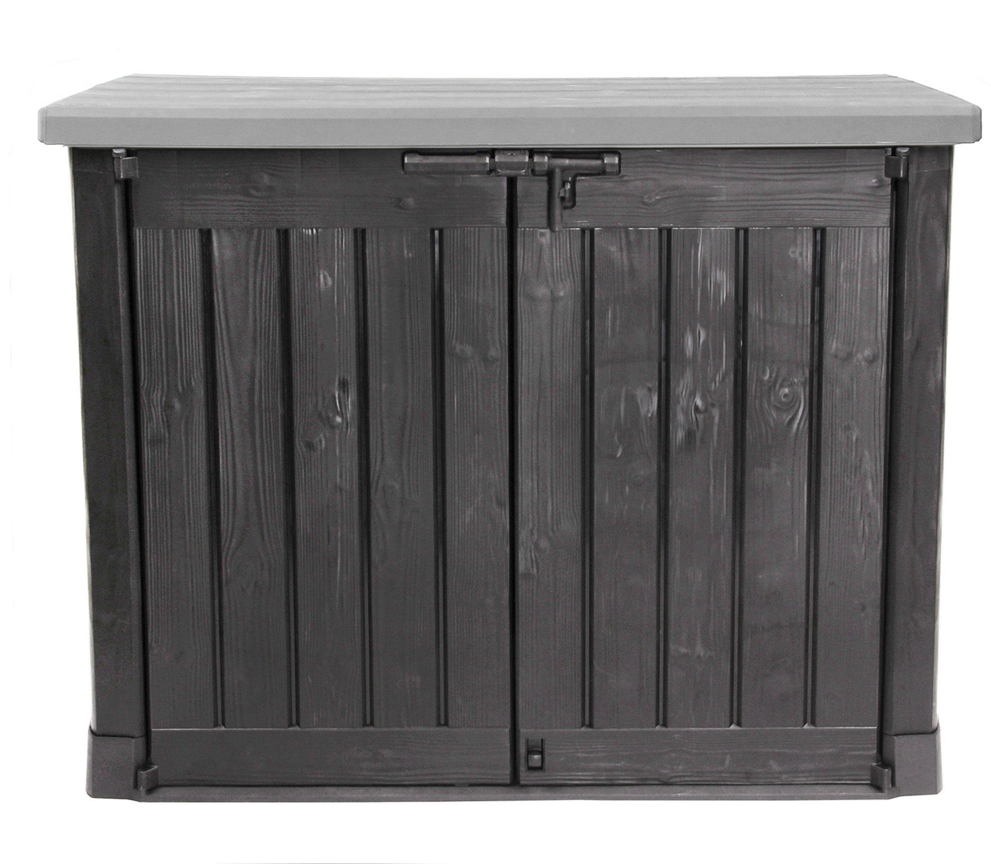 Keter Mülltonnenbox Max, hochwertigem Kunststoff, 1200L, Gasdruckheber für den Deckel