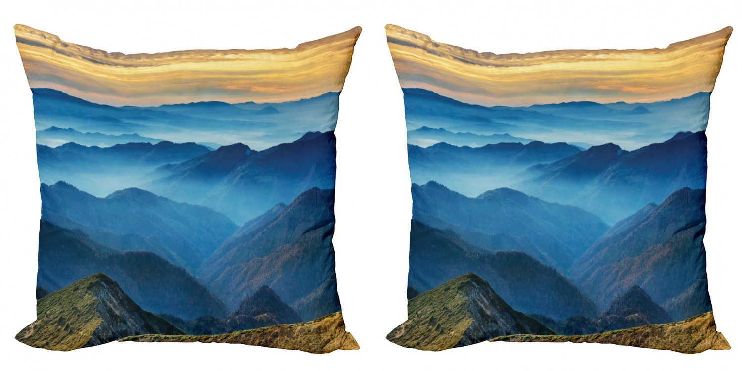 (2 Ridges Accent Doppelseitiger Mountain Stück), Kissenbezüge Digitaldruck, Abakuhaus Blue Modern Appalachian
