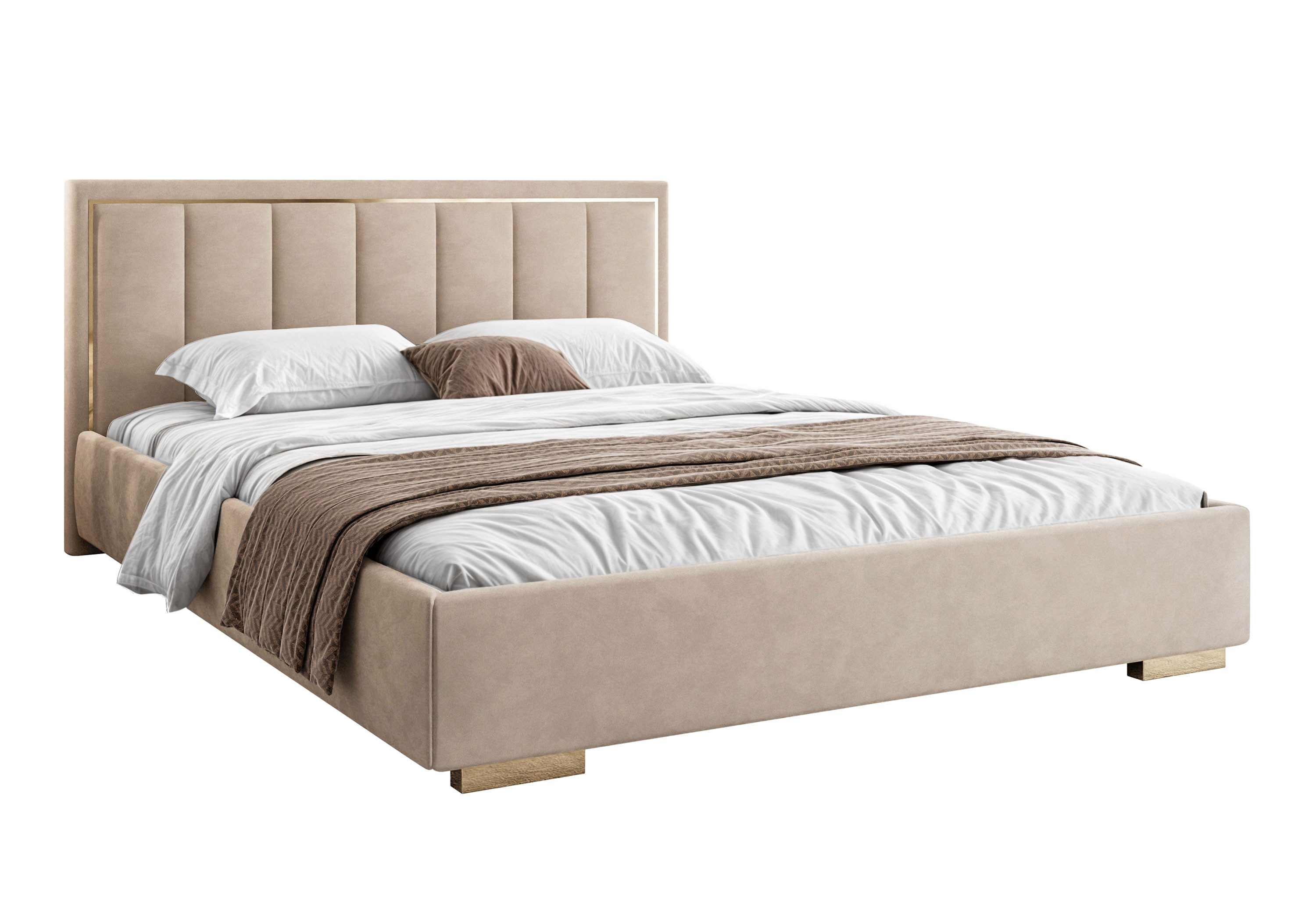 Lookway Polsterbett AURELIA mit Bettkasten und Metallgestell 120x200 – Jasmine 22, ohne Matratze