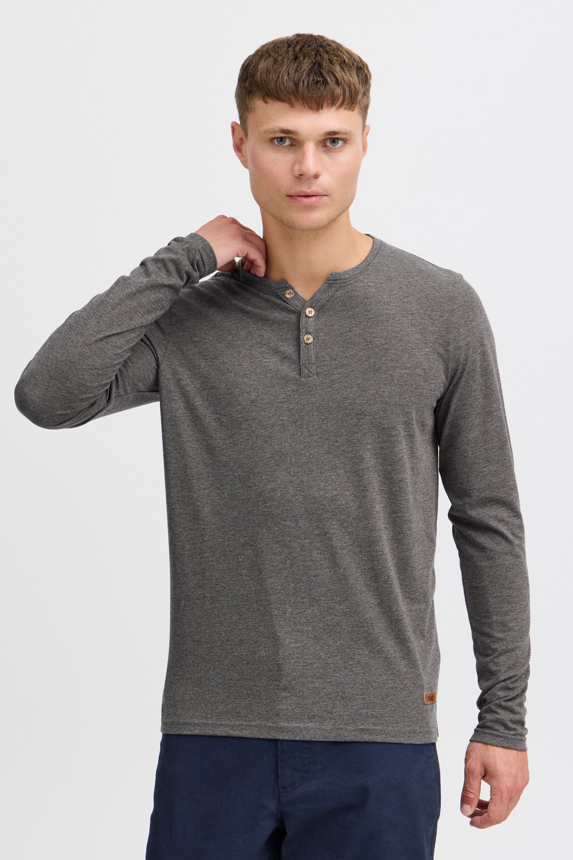 !Solid Rundhalsshirt SDVolko Longsleeve mit Knopfleiste günstig online kaufen
