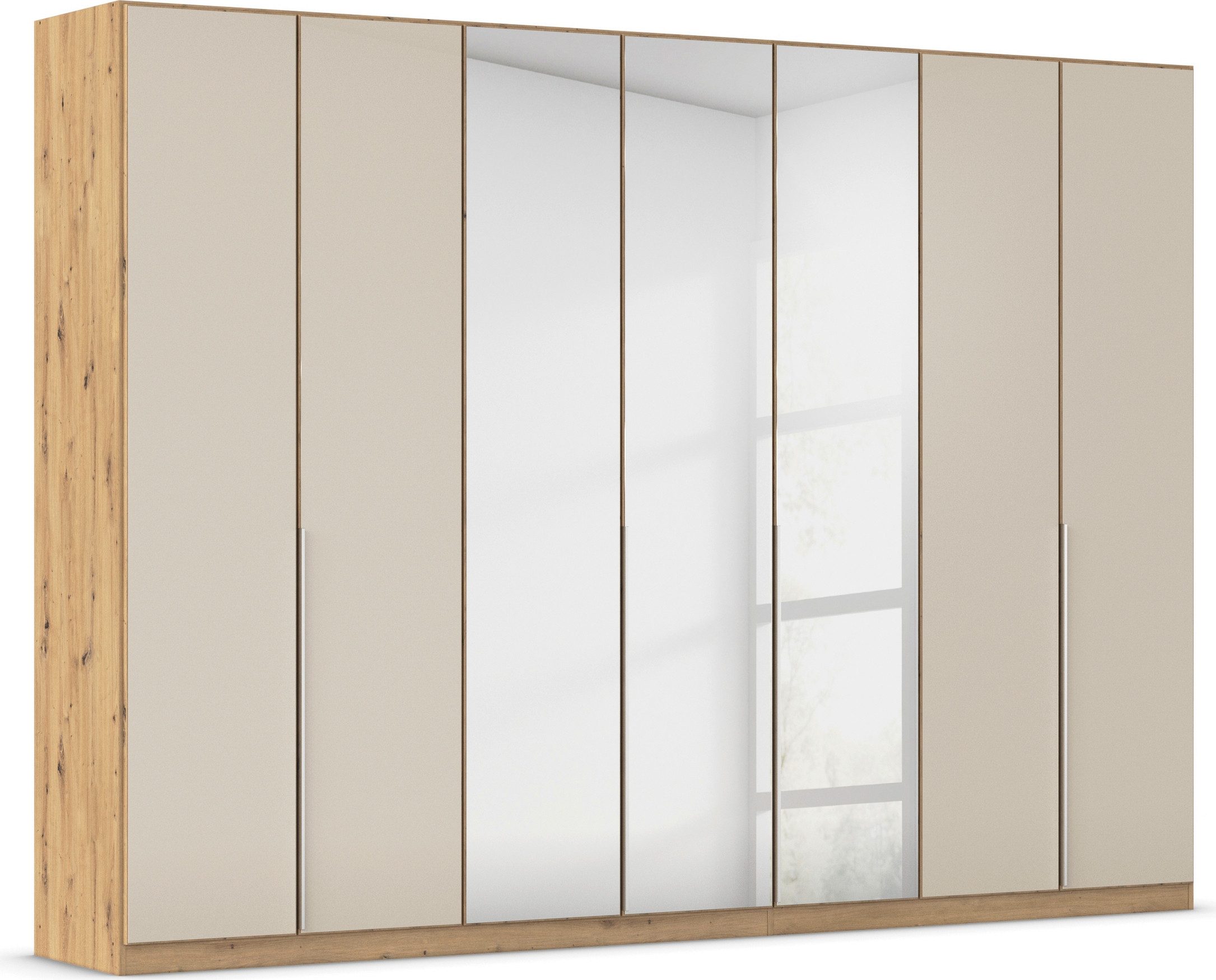 OTTO home Drehtürenschrank Kleiderschrank Schrank Garderobe AGORDO mit Glasfront und Spiegel (in zwei Griff-Farben, Breiten 91-405 cm) durchdachte Innenausstattung, in 8 Breiten und 2 Höhen MADE IN GERMANY