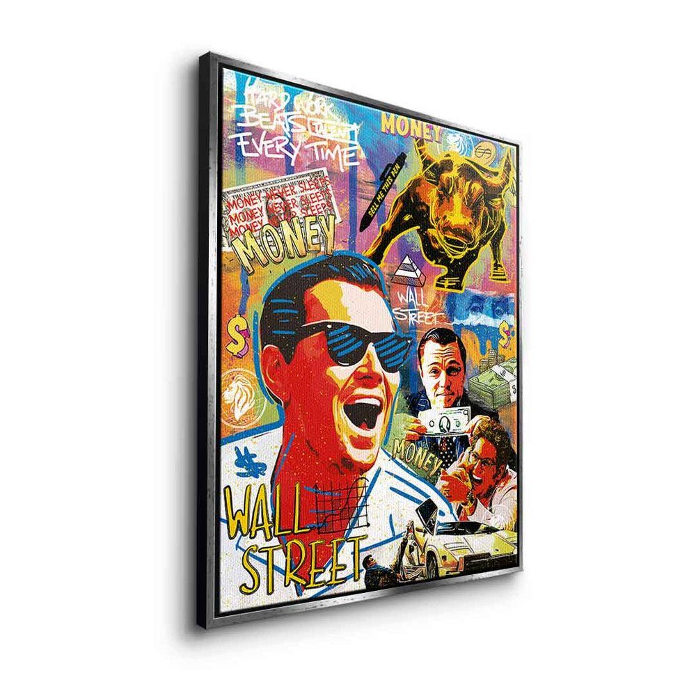 Street Street Pop Art Rahmen weißer Wall Wolf of Belford DiCaprio Lifestyle, Jordan Leinwandbild Leinwandbild DOTCOMCANVAS® Wall
