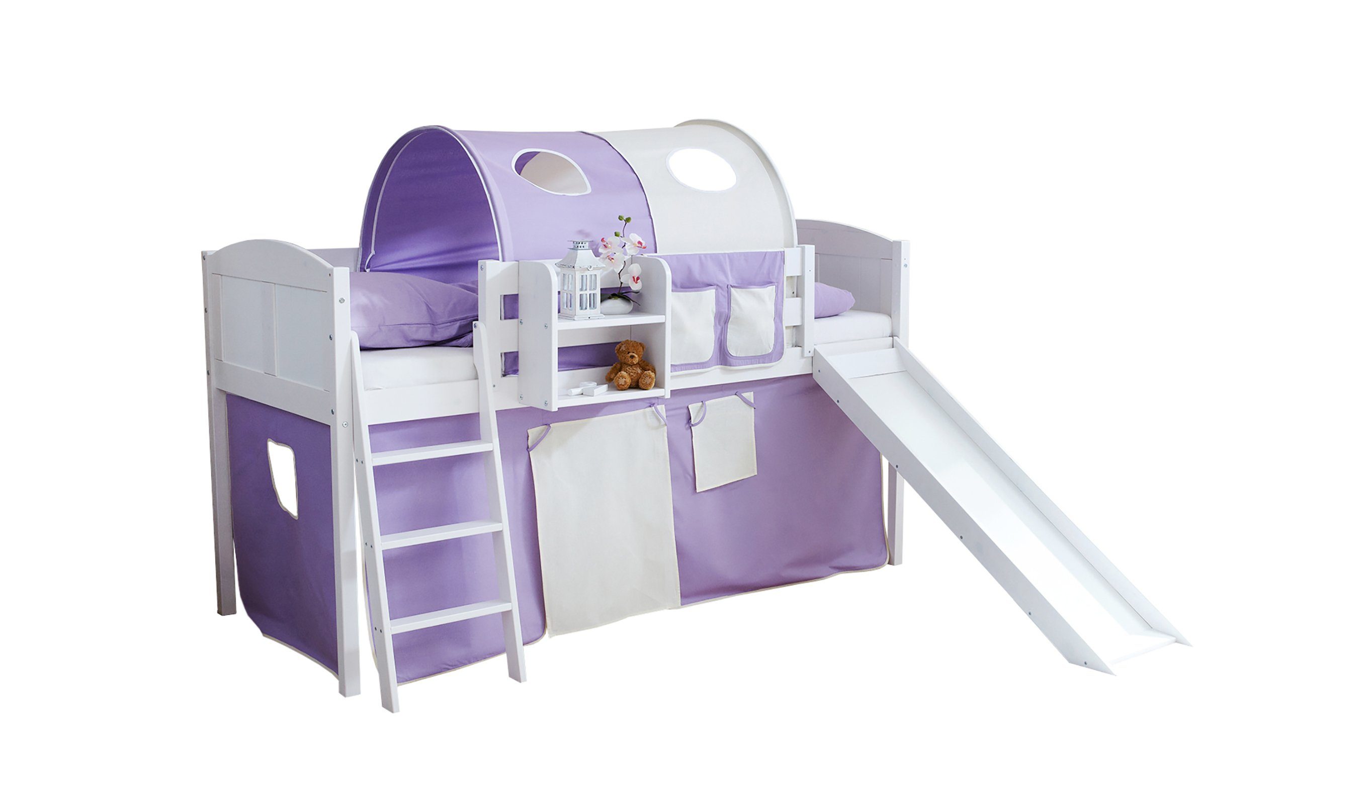 Hochbett Hochbett mit Rutsche Rutschbett "Ekki" Country