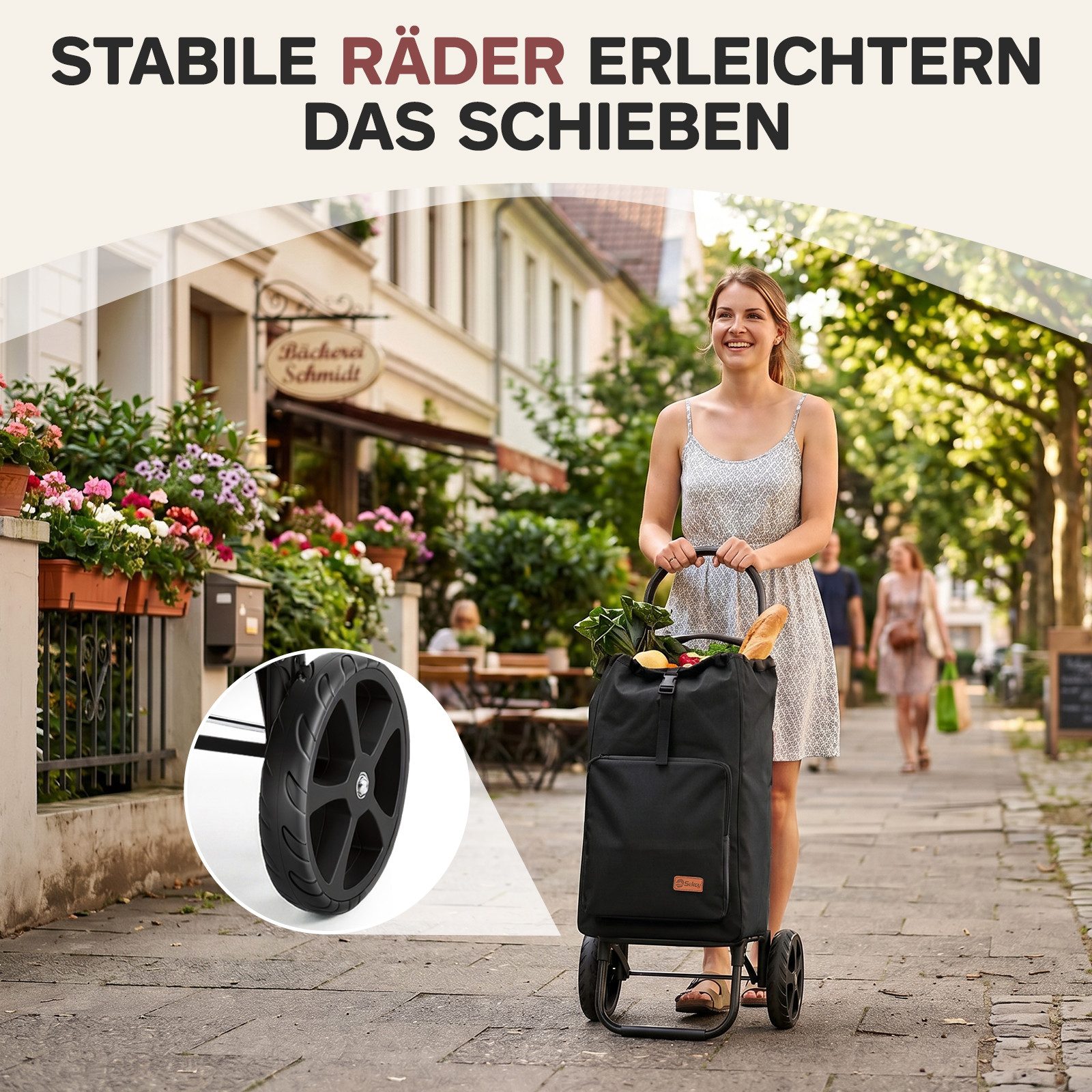 Sekey Einkaufstrolley Aluminium 2-in-1 Faltbar Einkaufstrolley Treppensteiger mit Kühltasche, 50 l Faltbar Einkaufsroller mit großen Rädern und Sackkarren-Funkt – Bild 4 von 5