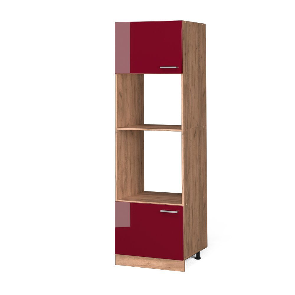 Vicco Mikrowellenumbauschrank R-Line, Bordeaux Hochglanz/Goldkraft Eiche, günstig online kaufen