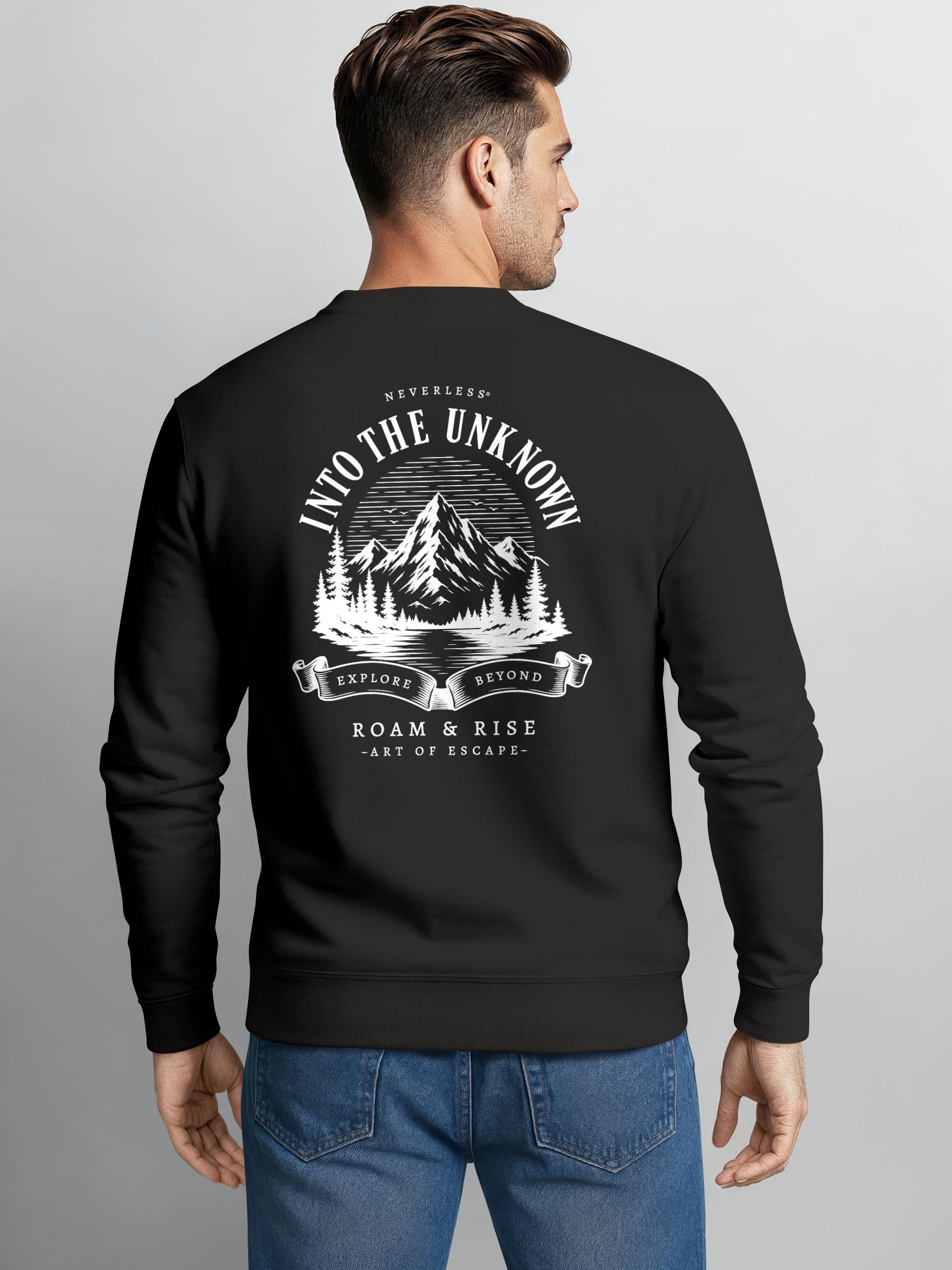Neverless Sweatshirt Herren Sweatshirt mit Rückenprint - Into the Unknown - Regular Fit – Bild 2 von 5
