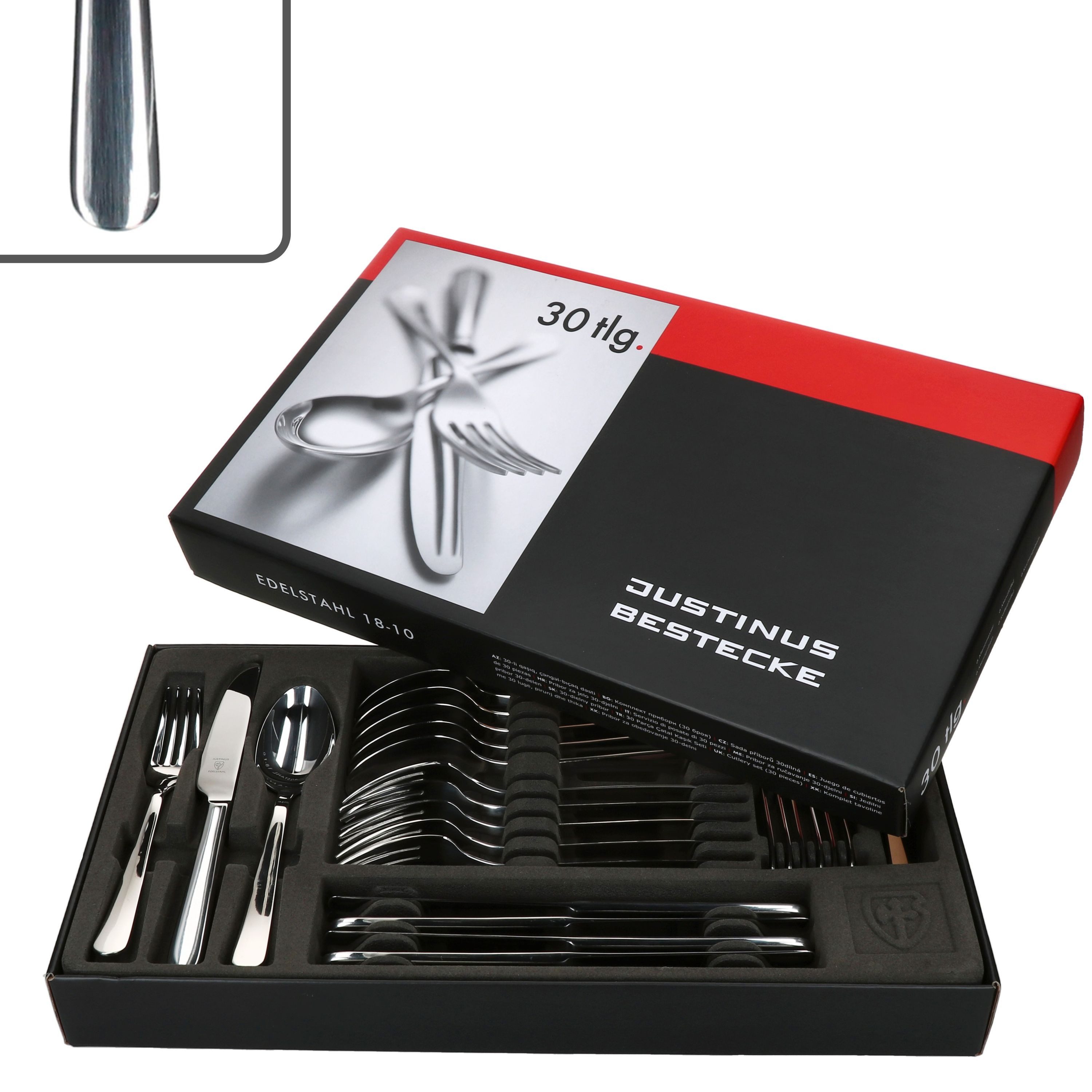 Justinus Besteck-Set 30tlg Style Art Komplett-Besteck-Set 6 Personen Messer Gabel Löffel, Edelstahl, Edelstahl
