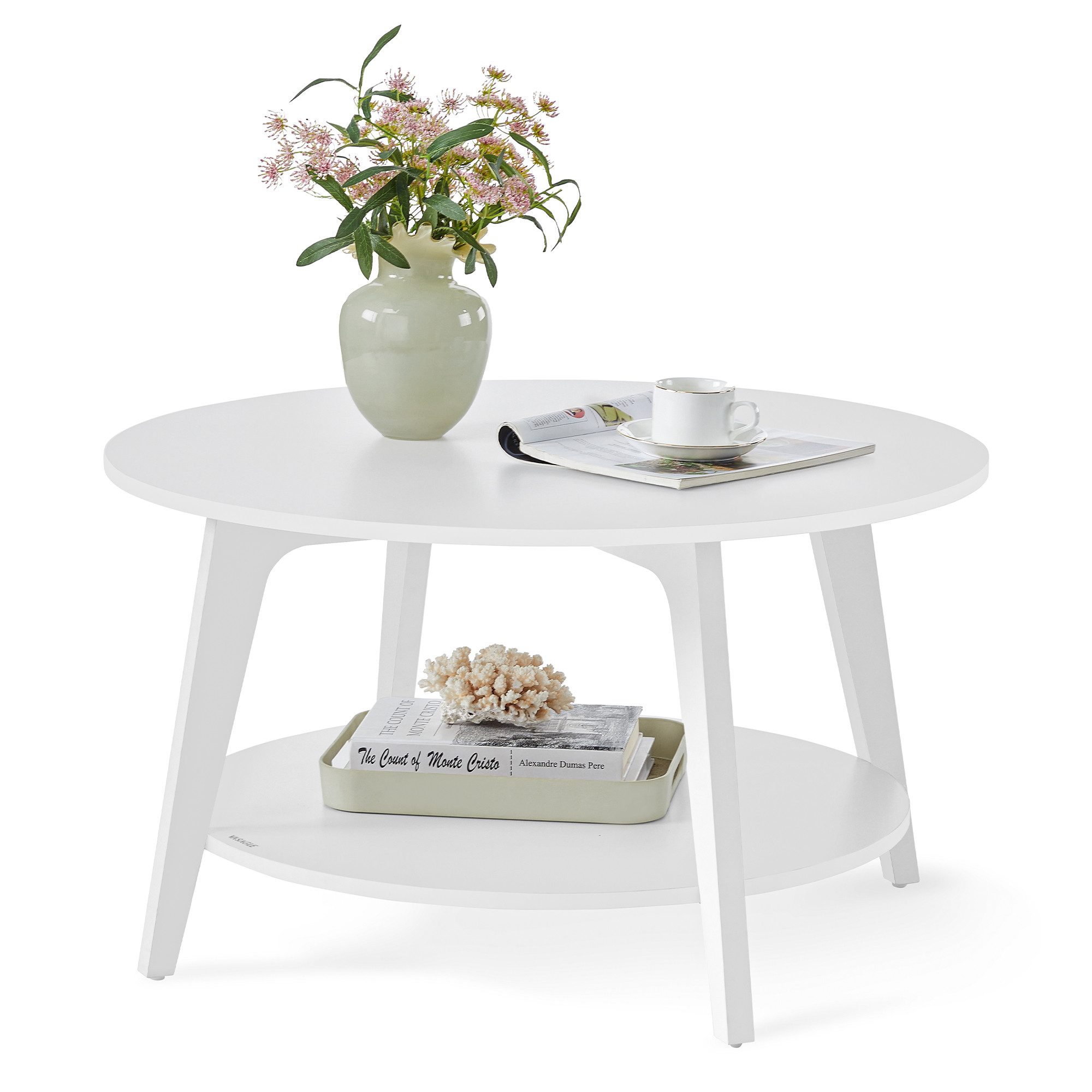 VASAGLE Couchtisch, Wohnzimmertisch 2 Ebenen, ∅80 günstig online kaufen