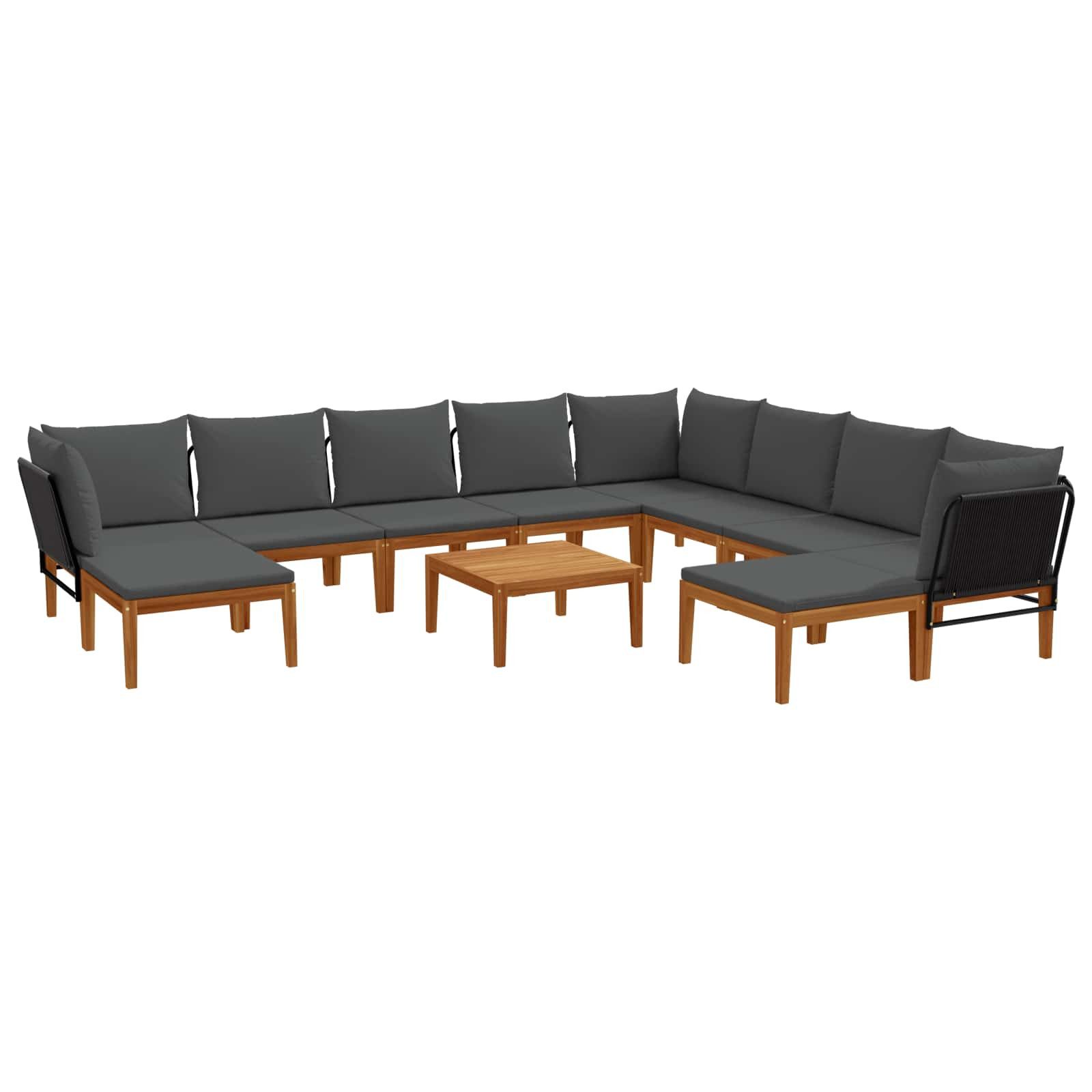 vidaXL Sofaelement 11 stk. Massives nholz & Seil Natur (11 St)