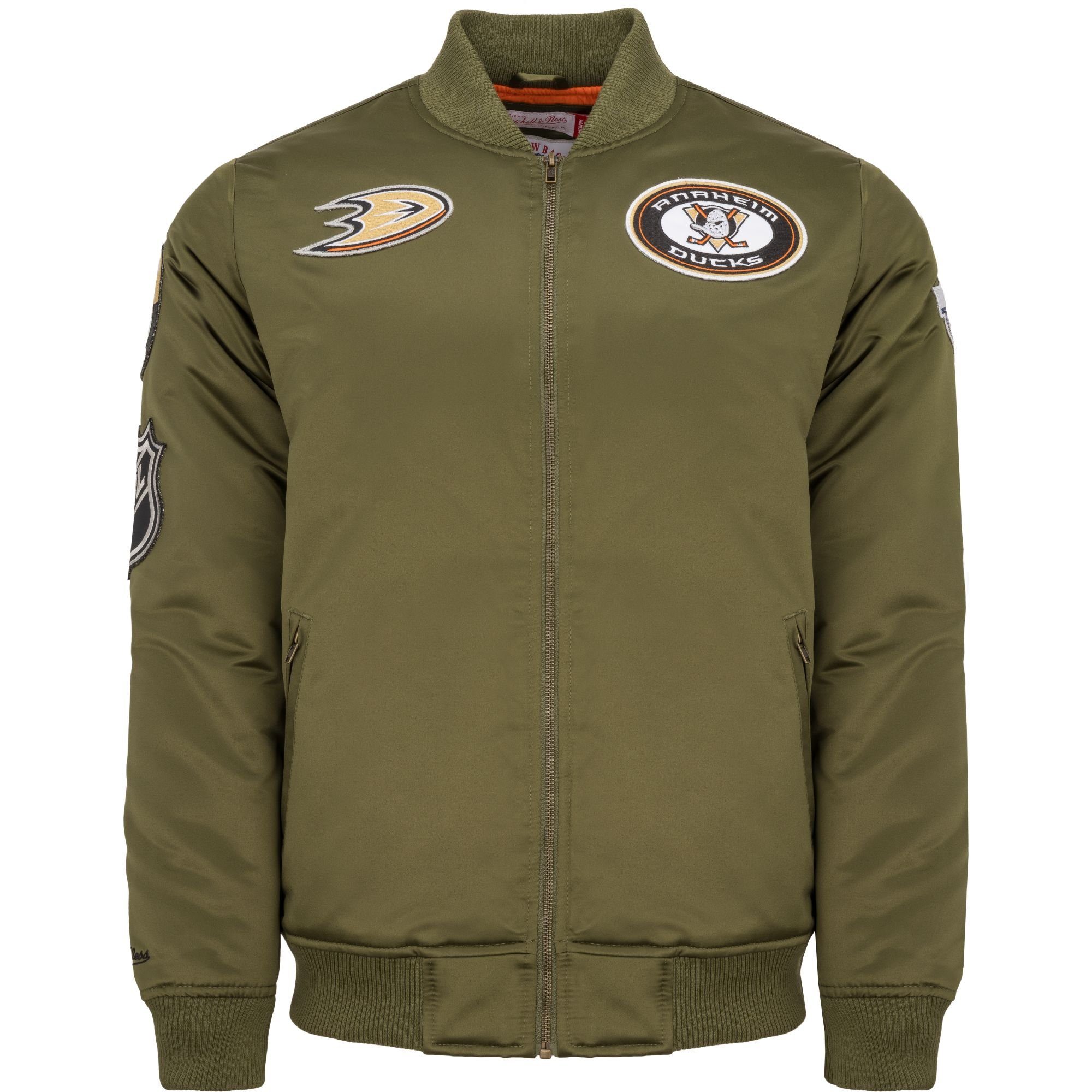 Mitchell & Ness Bomberjacke Satin Ducks PATCHES Anaheim