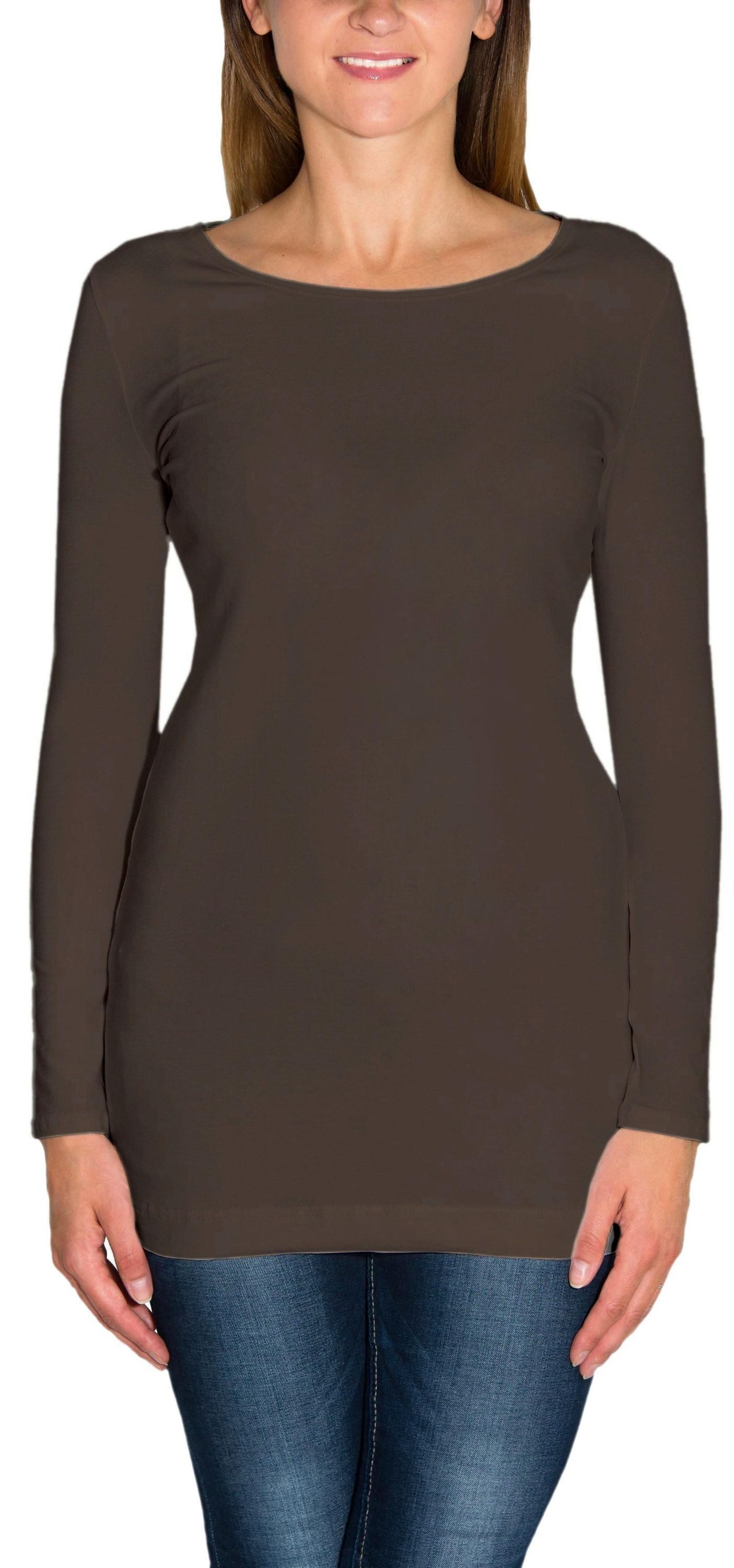 Alkato Langarmshirt Alkato Damen Langarm Longshirt günstig online kaufen