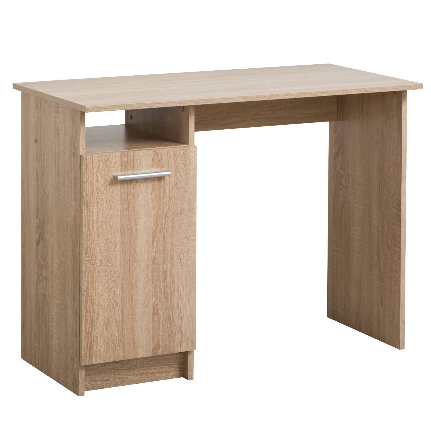 Schreibtisch platzsparend mit Regal Computertisch Bürotisch natur weiß 50x100 Holz