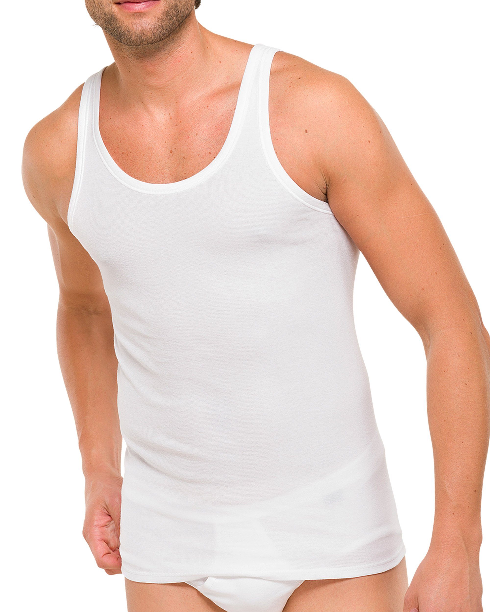 Schiesser Unterhemd Cotton Essentials (Spar-Pack, 4-St., 4er-Pack) Herren Feinripp Unterhemd Trägershirt aus reiner Baumwolle