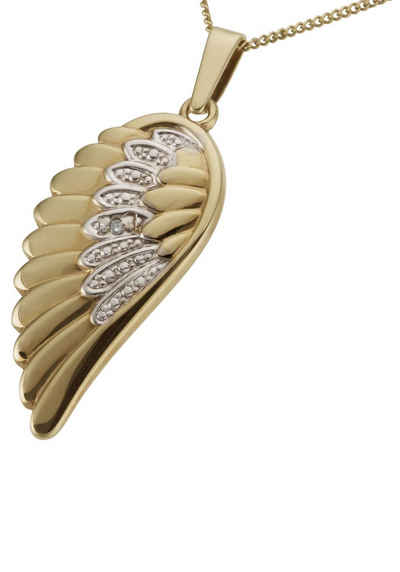 Firetti Kettenanhänger Schmuck Geschenk Gold 333 Halsschmuck Anhänger für Halskette Flügel, Made in Germany - mit Diamant