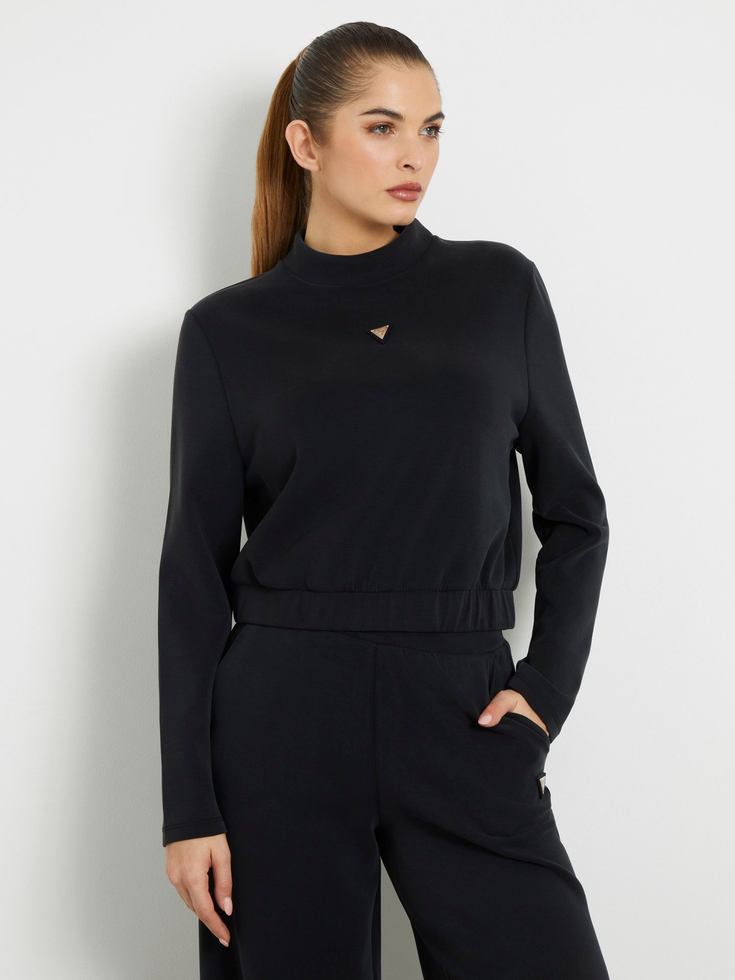 Guess Sweatshirt OLYMPE HIGH NECK - Sweatshirt Damen - Scuba Pullover schwarz