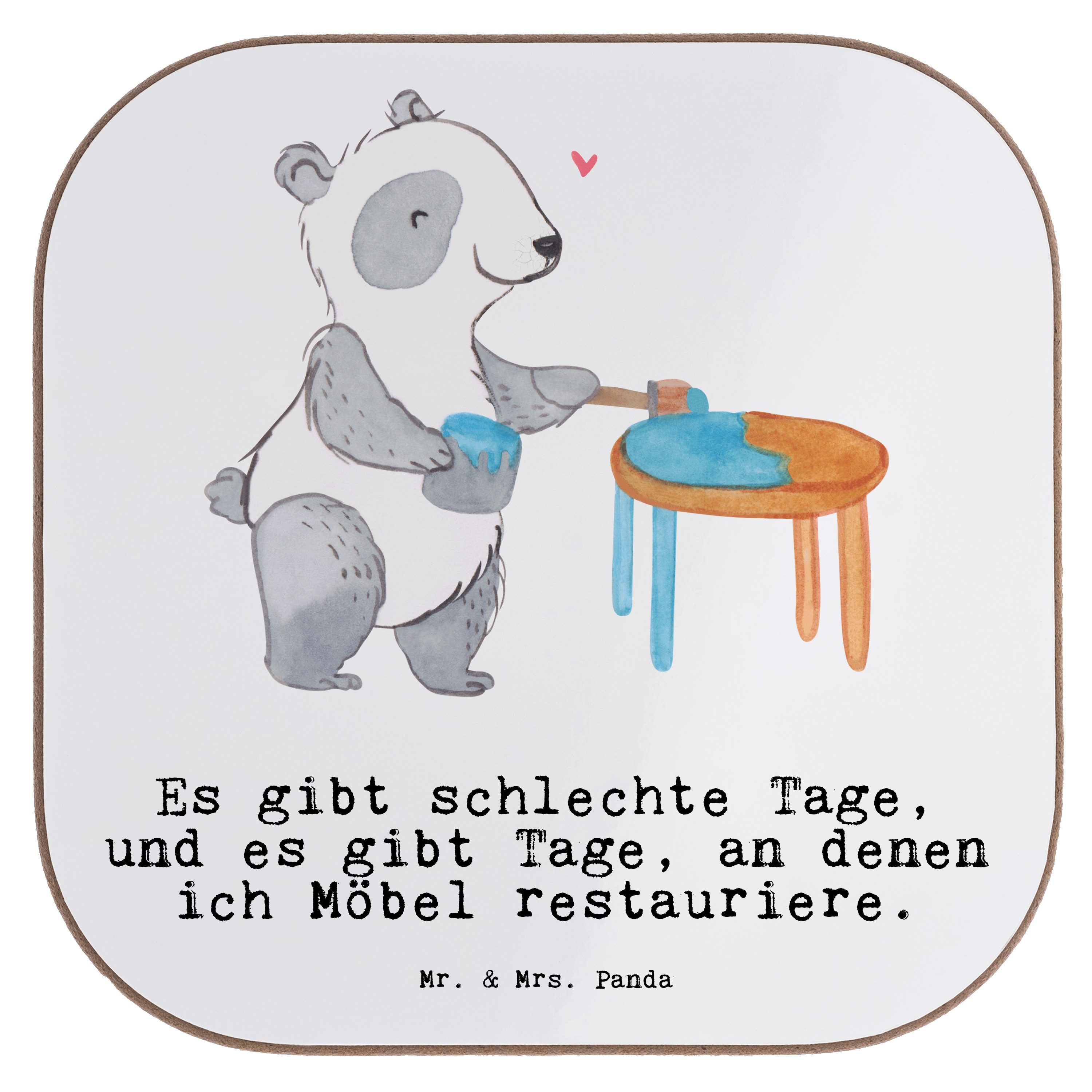 & Panda Weiß - Geschenk, 1-tlg. - Tage Mr. Getränkeuntersetzer S, Mrs. Möbel Panda Hobby, Bierdeckel, restaurieren