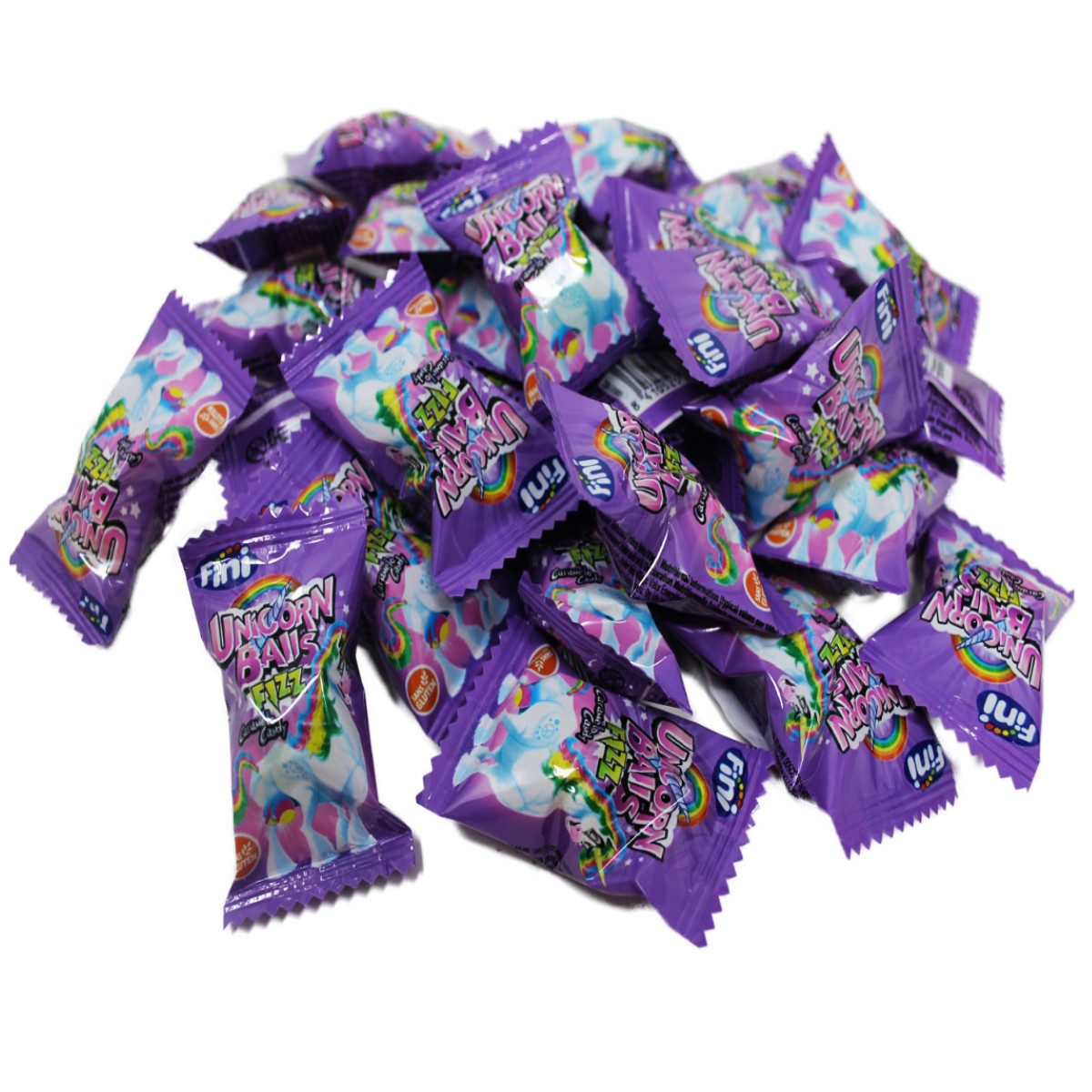 Fini Süßigkeit, Boom Unicorn Kaugummi Fizz Bonbons mit Brausepulver einzeln 5g