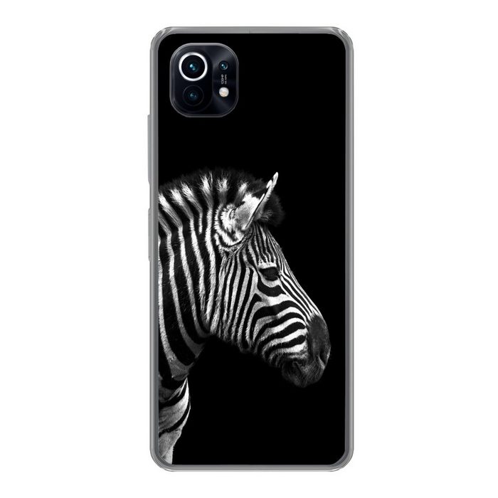 MuchoWow Handyhülle Zebra - Schwarz - Weiß - Porträt - Tiere Phone Case Handyhülle Xiaomi Mi 11 Silikon Schutzhülle