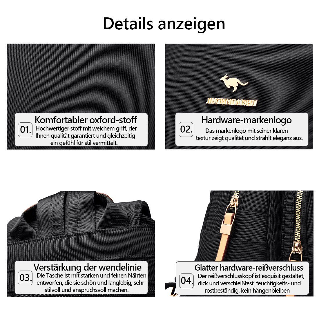 HNDSG Cityrucksack Frauen Mode Schulter Schwarz Anti-Diebstahl-Reiserucksack Rucksack, Outdoor