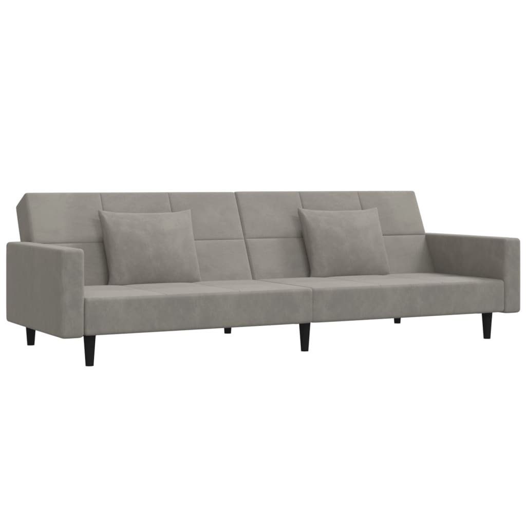 Kissen 2 mit 2-Sitzer vidaXL Hellgrau Schlafsofa Samt Sofa