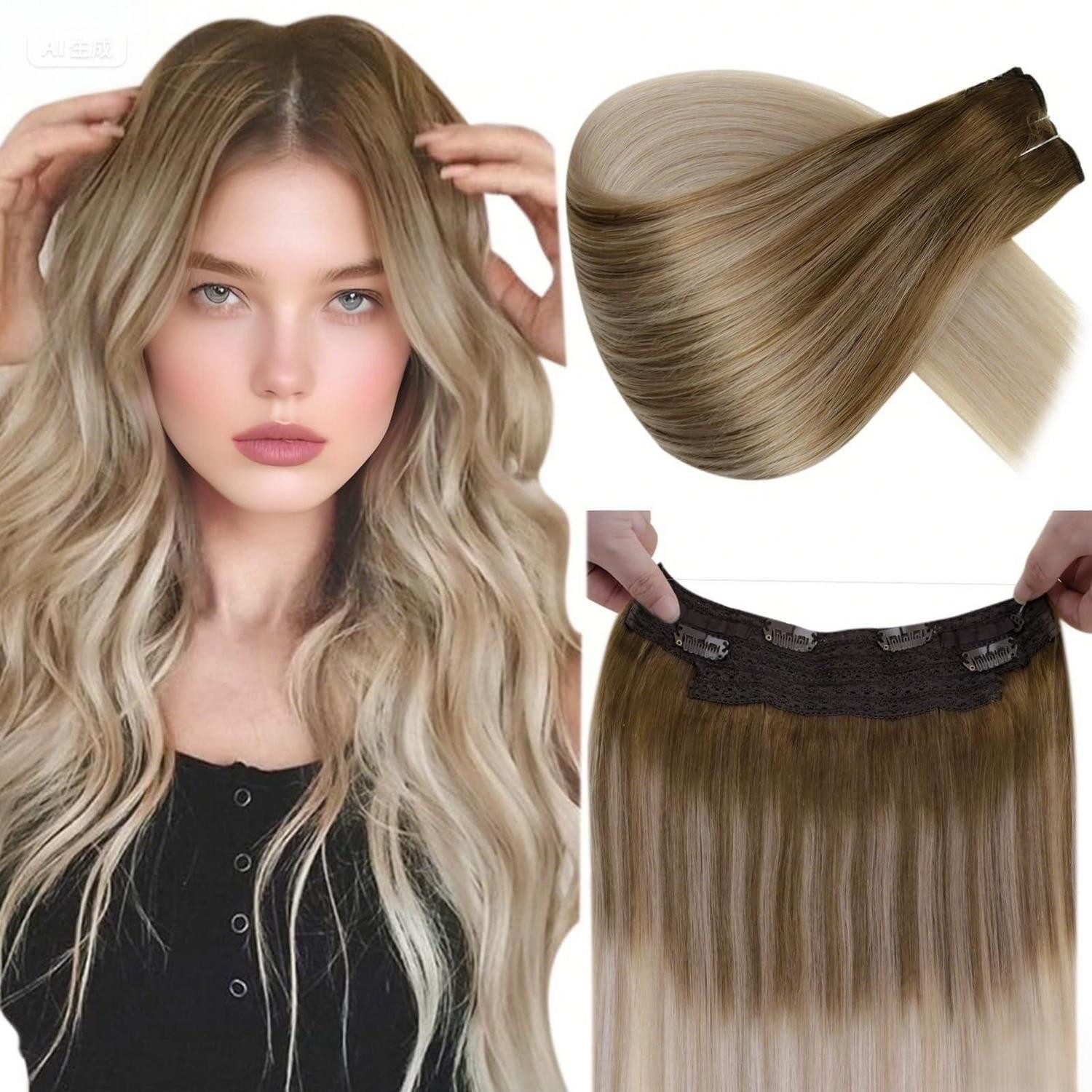 LuxusKollektion Echthaar-Extension Extensions Echthaar Balayage Blond Ombre 100g 50 cm-w 1-1-#8 18 60