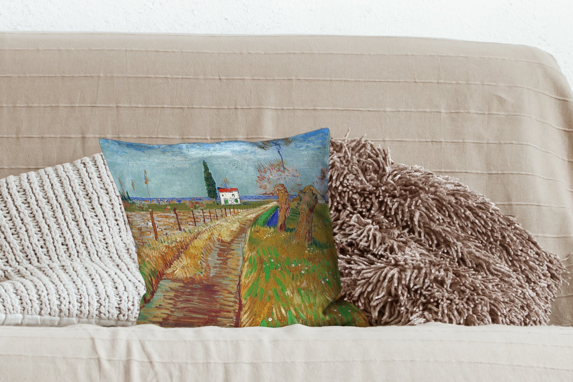 Füllung Zierkissen Wohzimmer, Dekokissen van Gogh, Weg Deko, - Vincent Weidenfeld MuchoWow durch Schlafzimmer, für ein Sofakissen mit