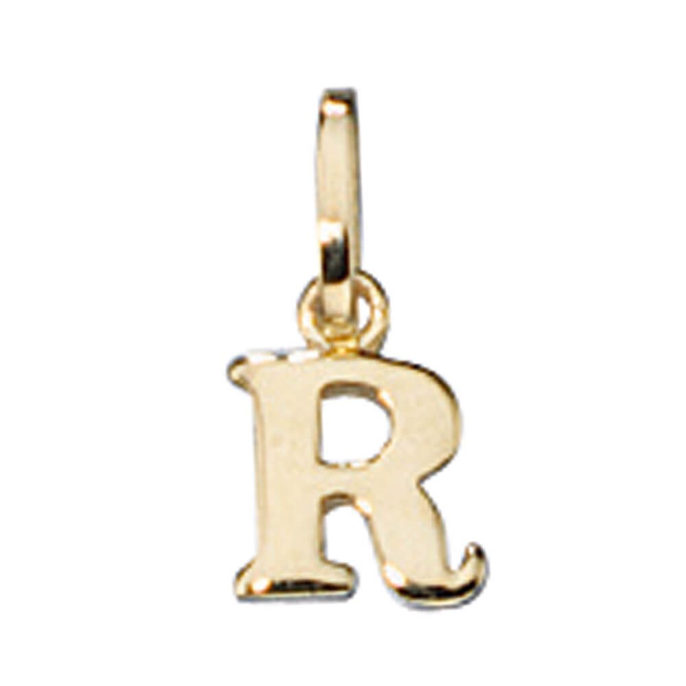 Schmuck Krone Kettenanhänger Anhänger Buchstabe 'R' aus 333 Gold, Gold 333