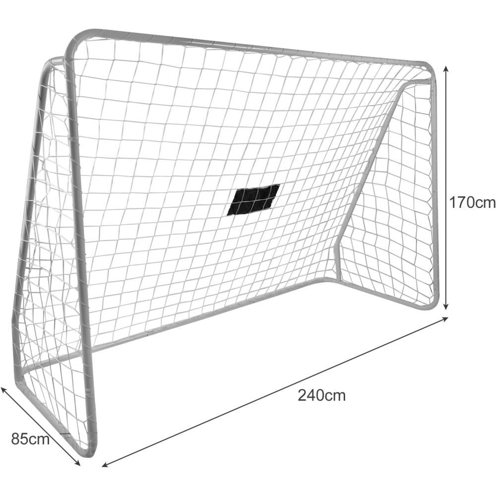 BBWL Fußballtor mit Schusswand 2in1 Netz Trainings Tor mit Spikes Stahlrahmen, 240x170 cm Kinder Fußballtor wetterfest Outdoor Trainingsgerät Garten