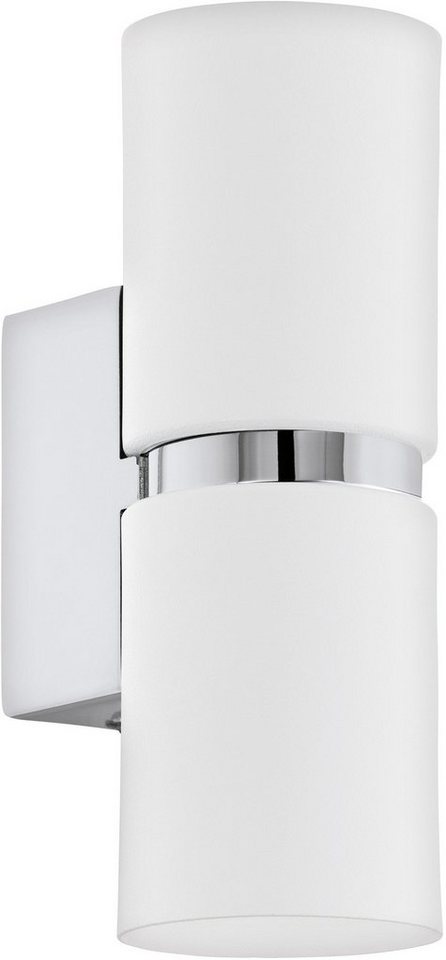 EGLO Wandleuchte PASSA, LED wechselbar, Warmweiß, Wand-/Deckenleuchte, L6 x H17 x AL8,5cm, chrom, weiß, 2X2,8W inkl.