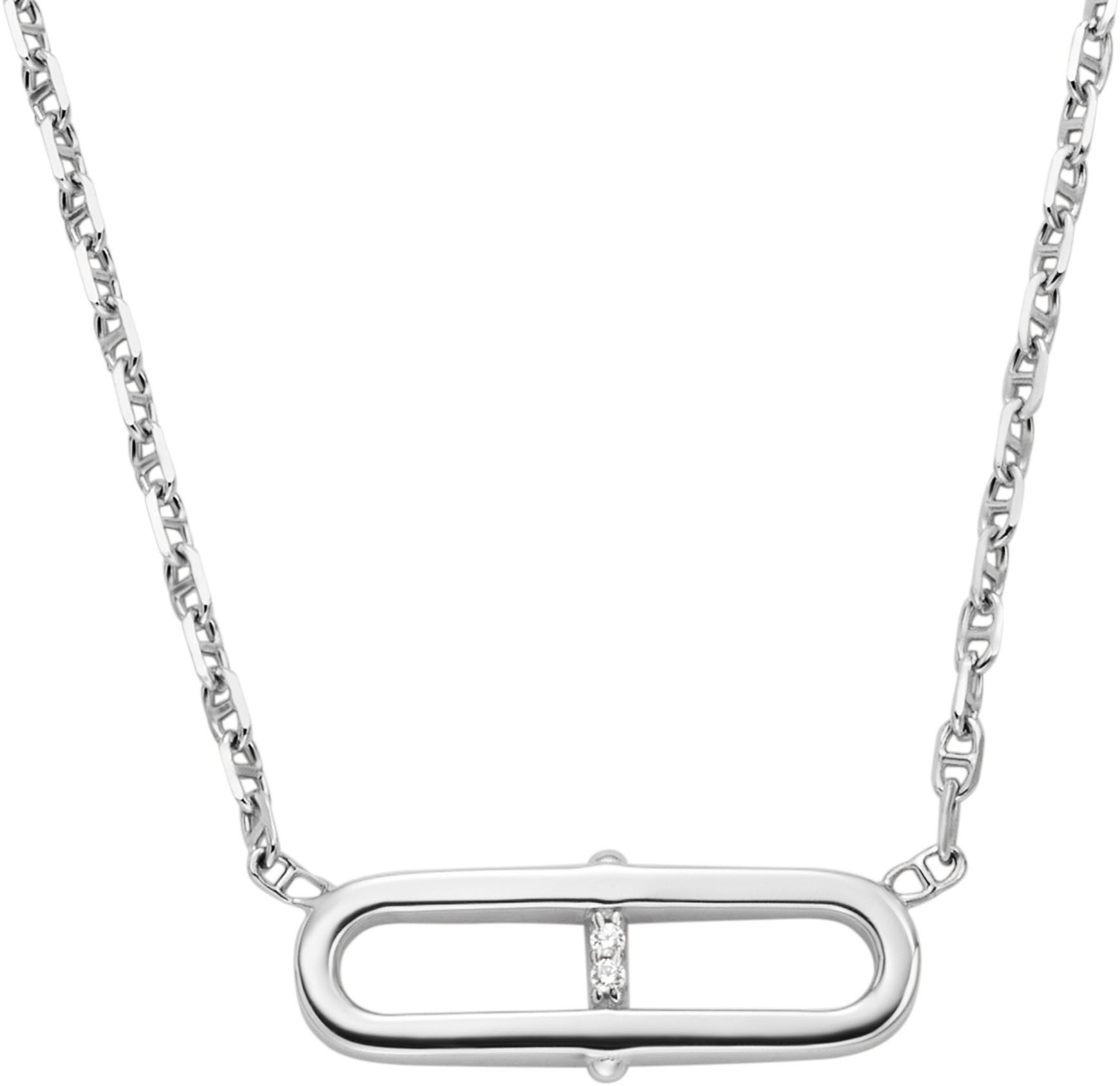 Fossil Kette mit Anhänger Schmuck Geschenk Silber 925 Halskette Heritage, mit Zirkonia (synth)