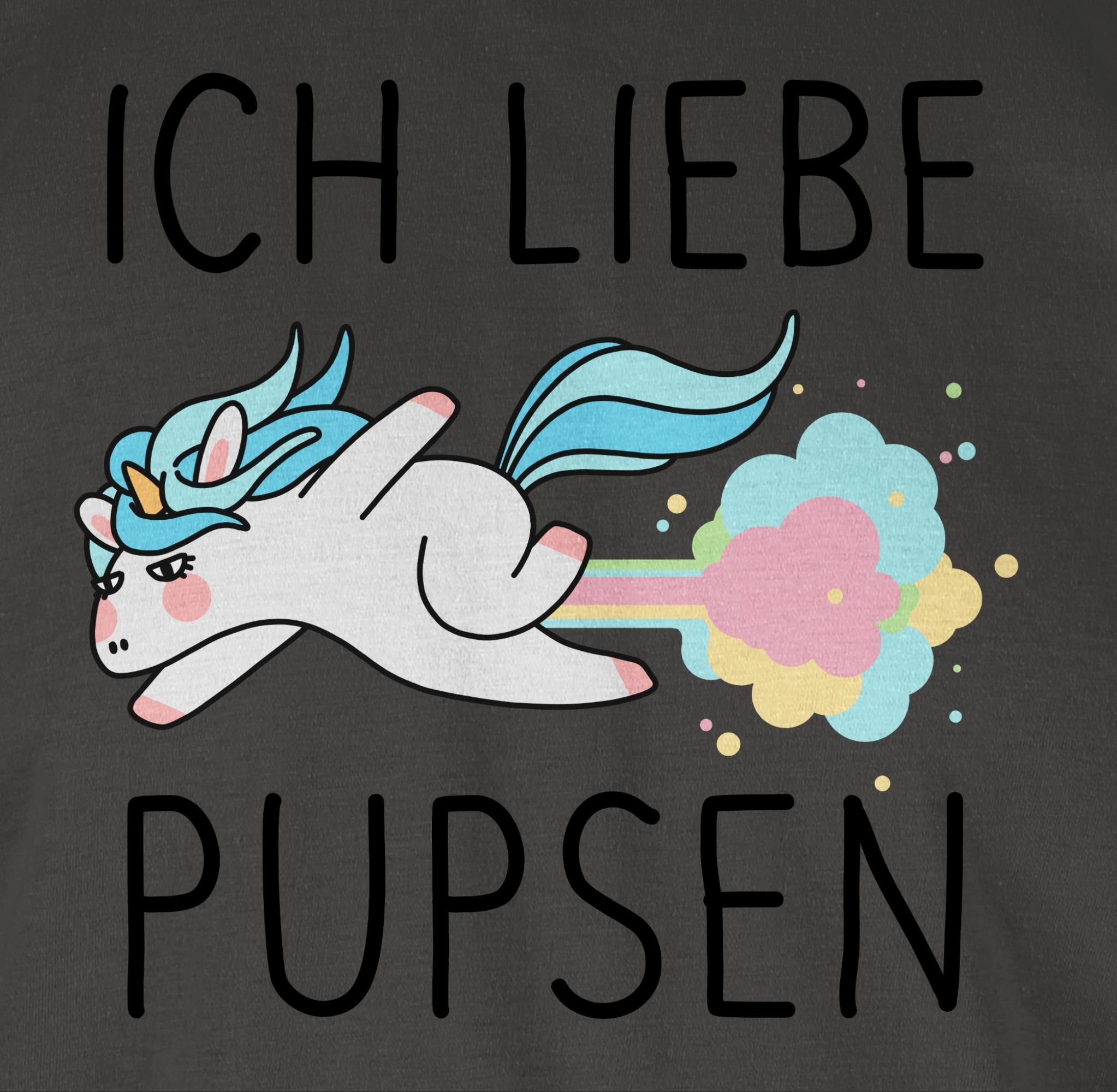 liebe Einhorn Pups Geschenk Furtz Einhorn Dunkelgrau Fürze - 3 Shirtracer Lustig T-Shirt Ich Geschenk pupsen