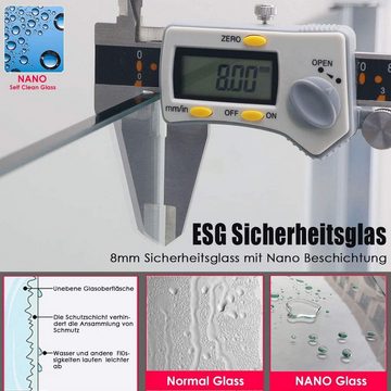 SONNI Walk-in-Dusche Walk in Dusche 8mm Walk in Duschwand Duschabtrennung, 8mm Einscheibensicherheitsglas mit Nano Beschichtung, (1 tlg), mit schwenkbare Seitenwand 70cm ~ 120cm Nano
