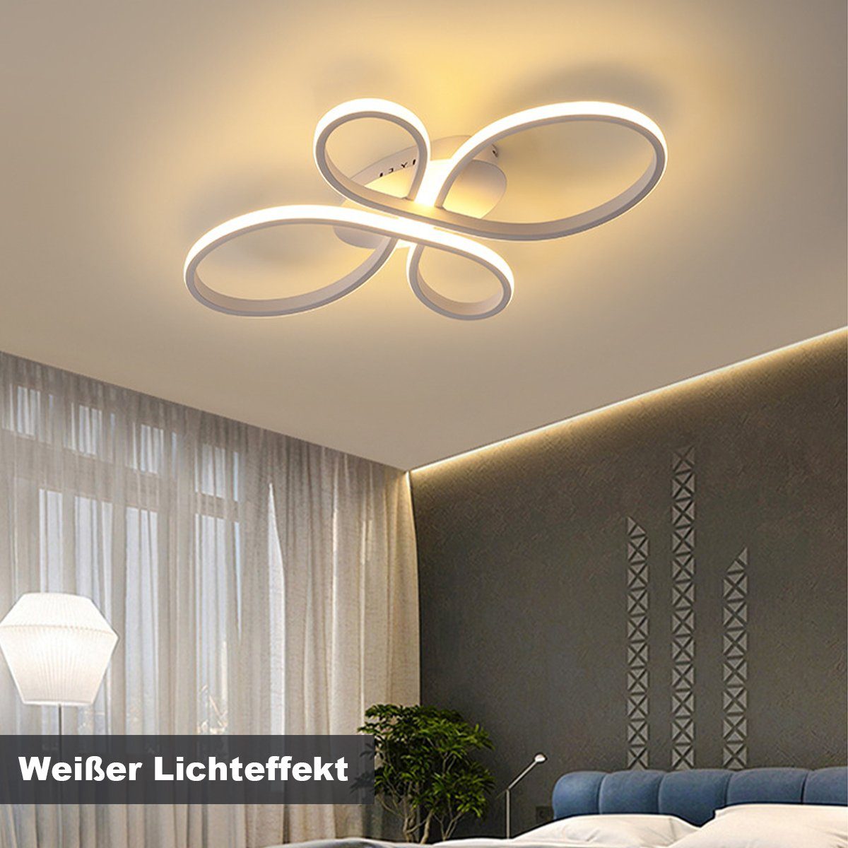 DOPWii Deckenleuchte 42W Deckenlampe Dimmbar Fernbedienung Metall aus mit für Weiss Schlafzimme