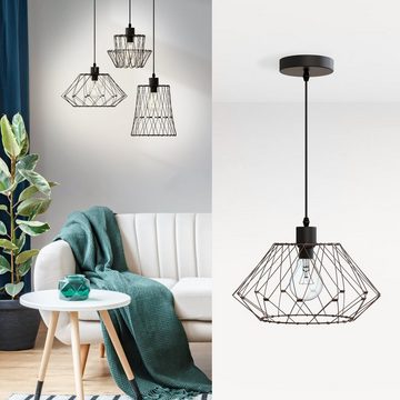 EMKE Pendelleuchte Lydia E27 Pendellampe Retro 1 flammige Hängelampe, Metallschirm Verformbar, Design Deckenleuchter für Wohnzimmerlampe