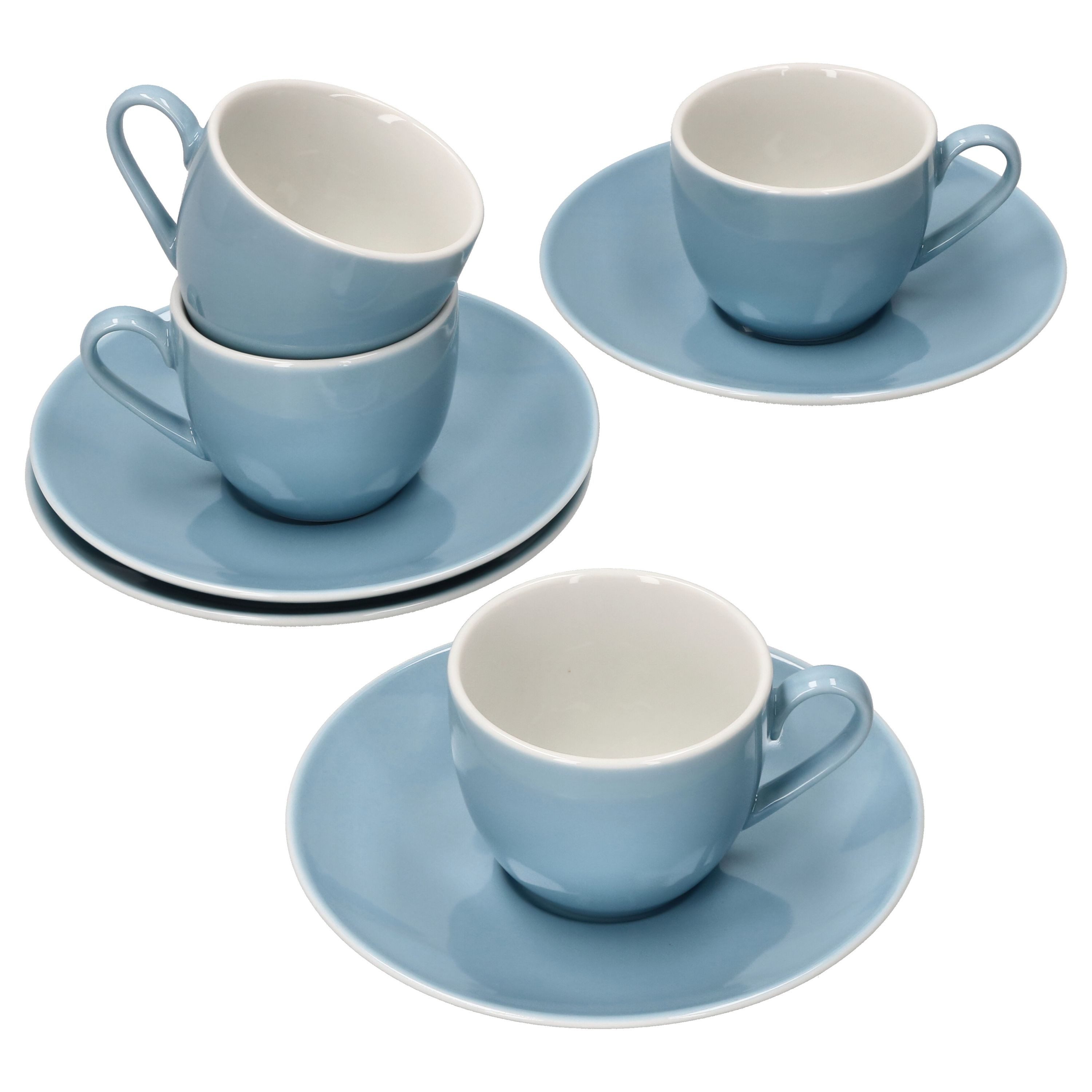 MamboCat Tasse 4er Set Nordic Blau Doppio Espresstassen mit Untertassen, Porzellan – Bild 2 von 5