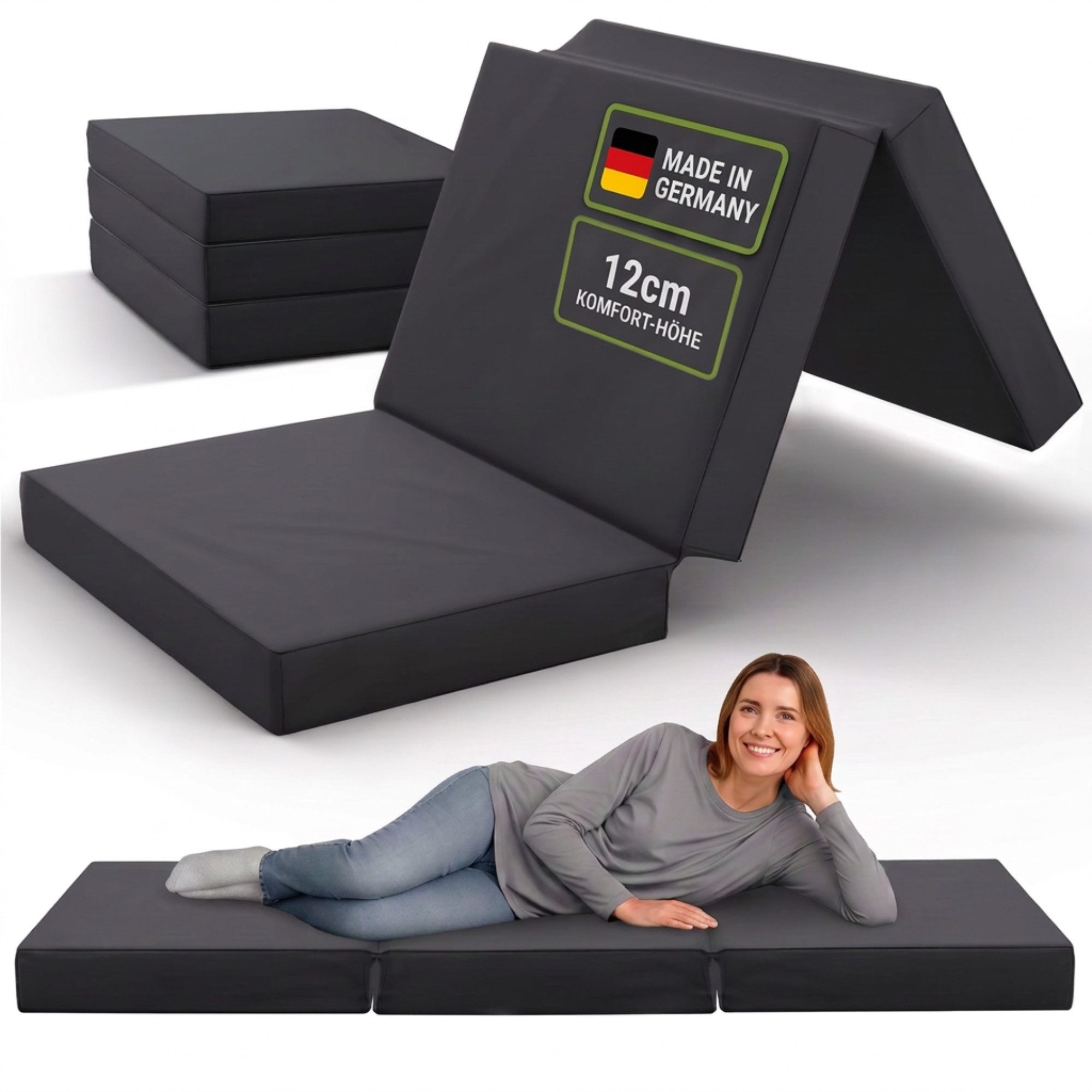 Klappmatratze Faltmatratze, Gästebett klappbar, Gästematratze, shogazi ®, 12 cm hoch, MADE IN GERMANY
