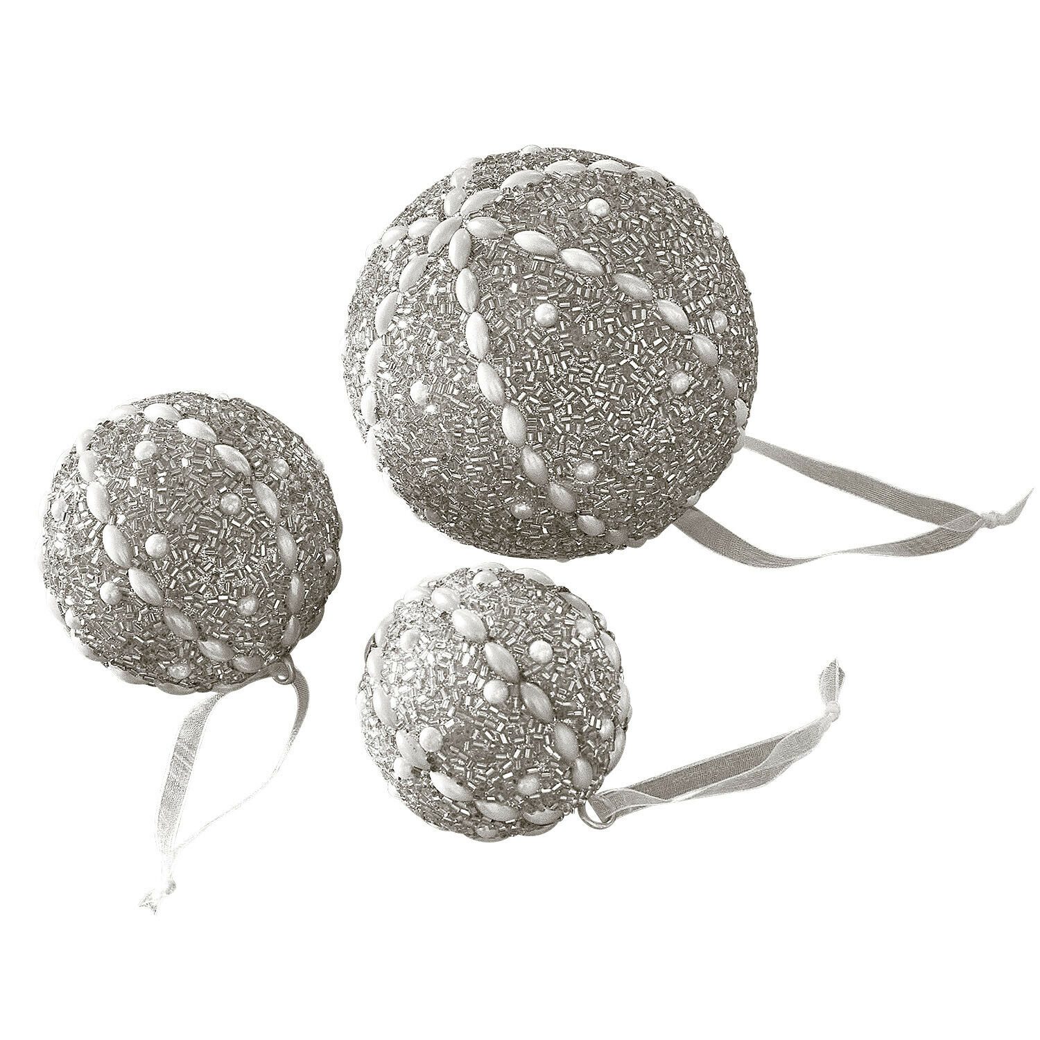 Mirabeau Christbaumschmuck Weihnachtskugel 3er Set Maelvik silber