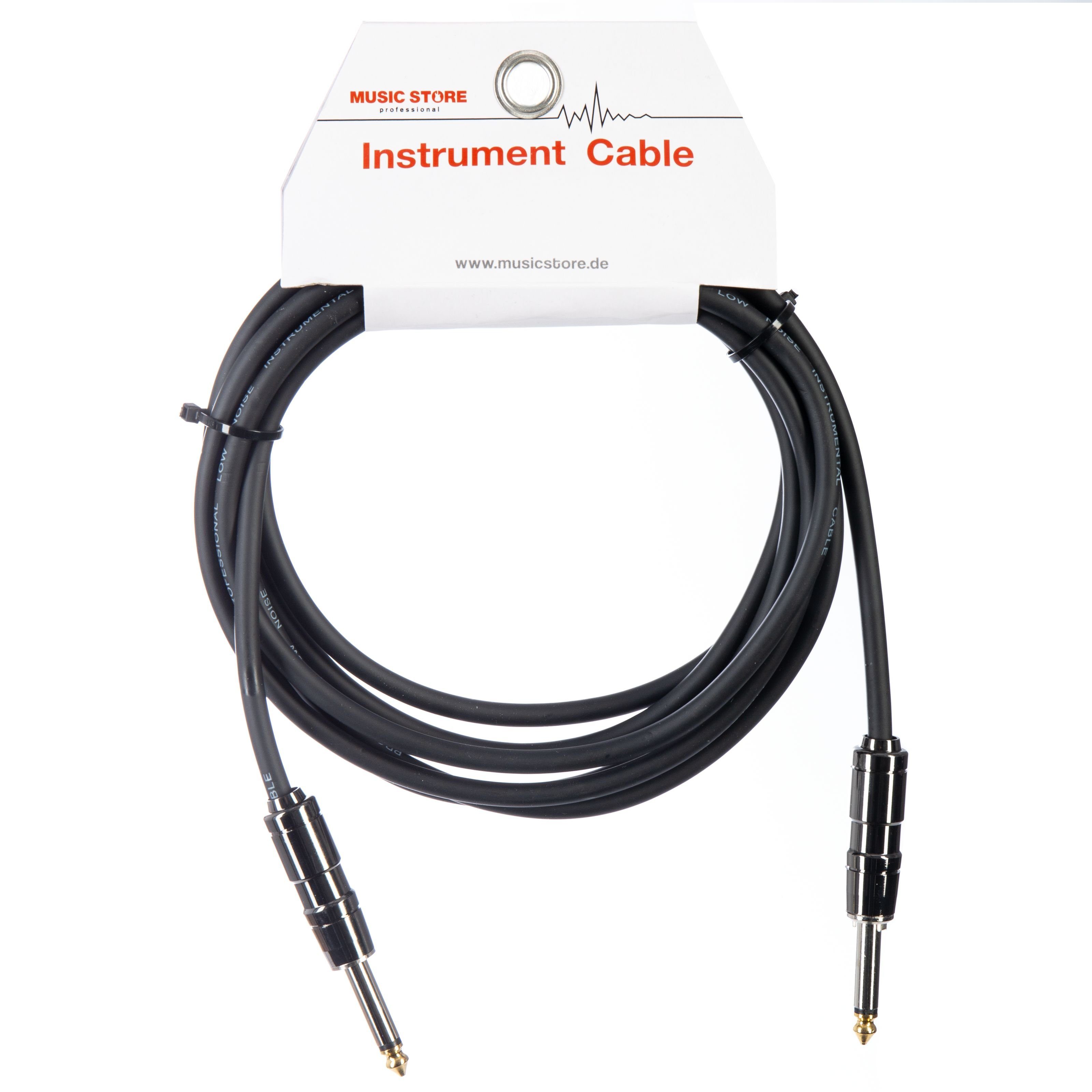 MUSIC STORE Instrumentenkabel, Instrumentenkabel, Gerade/Gerade, Schwarz, 3m, Vergoldete Kontakte