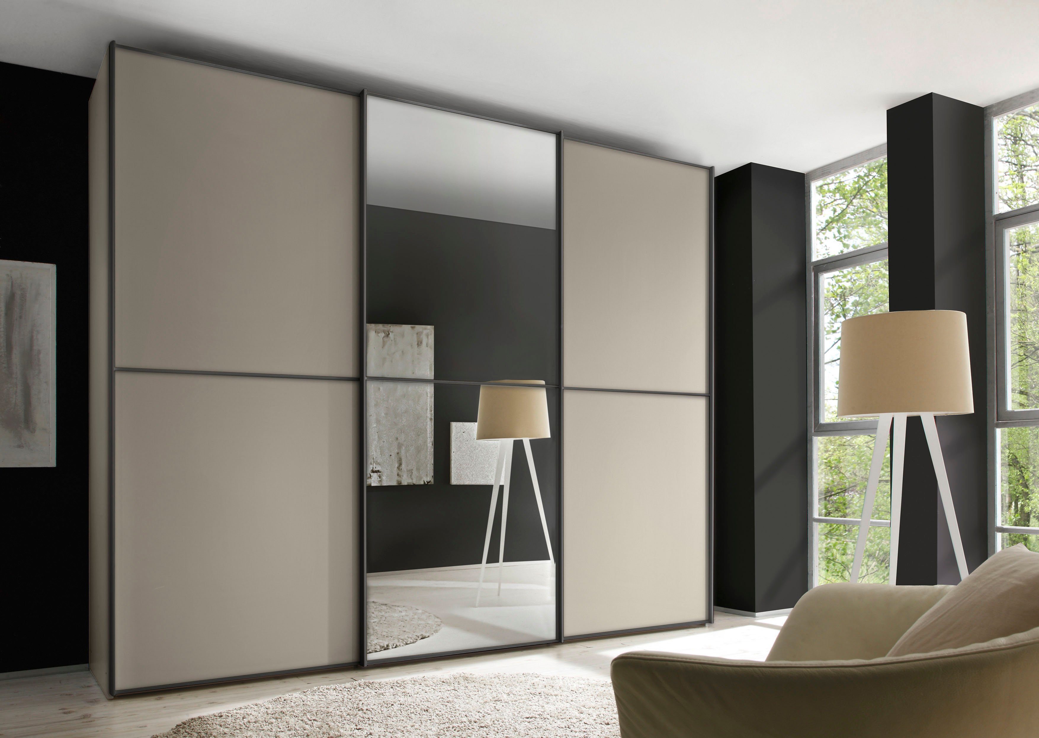 STAUD Schwebetürenschrank Sinfonie Plus, edles Design in hochwertiger Qualität, Made in Germany Mit Spiegeltüre und vier verschiedenen Ausstattungsvarianten