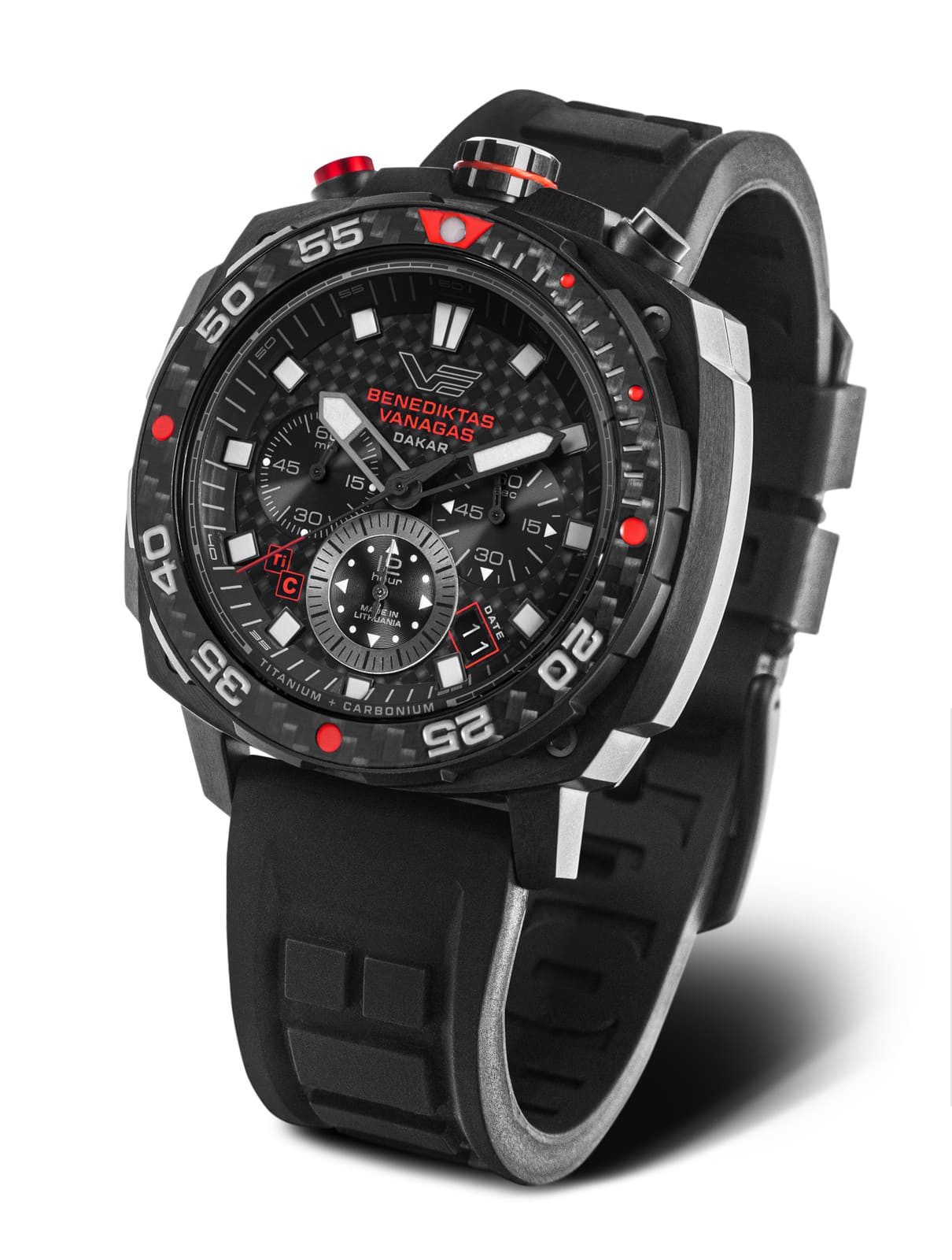 Vostok Europe Chronograph Herrenuhr 650J740 Dakar Edition Titan Carbon 45,5 mm