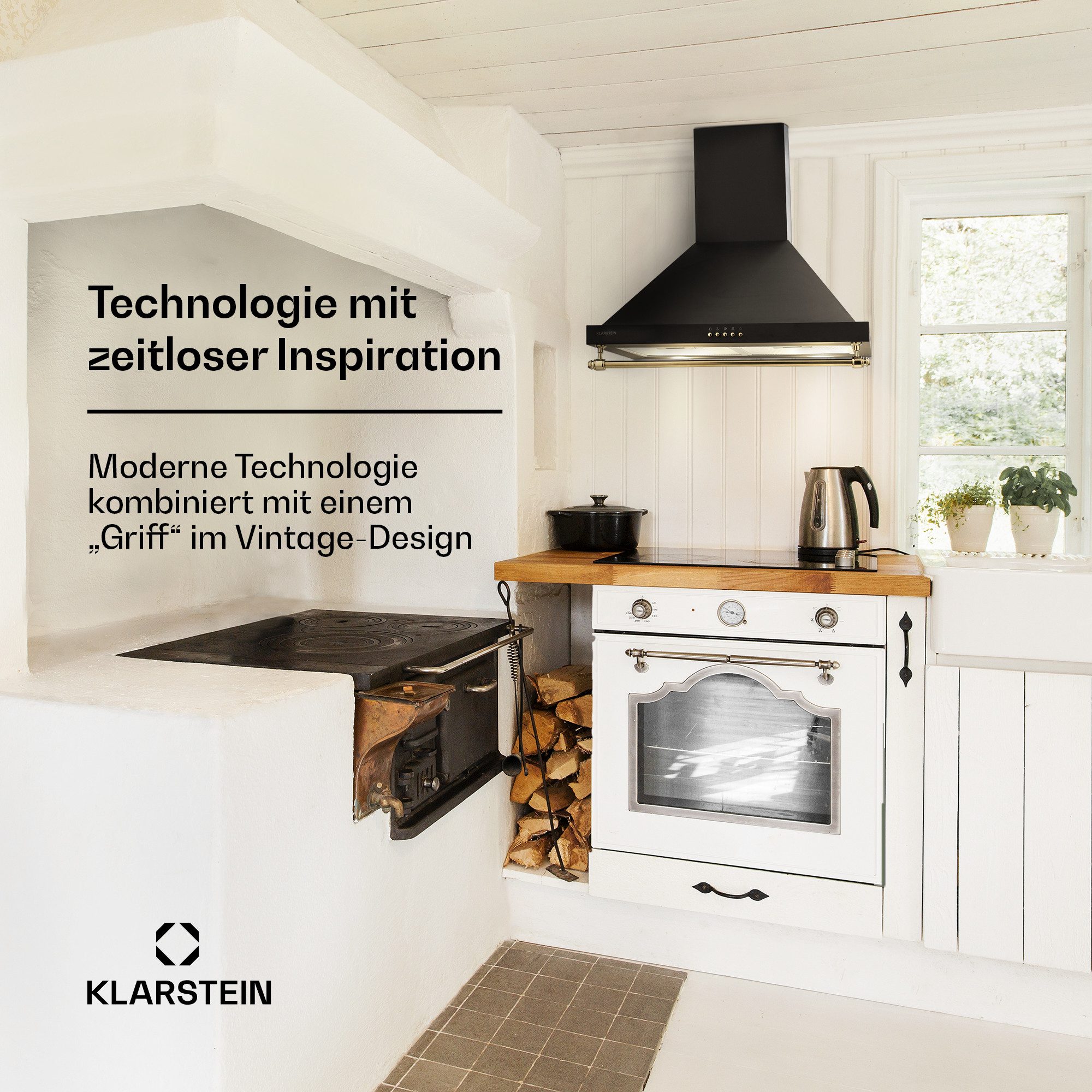 Klarstein Deckenhaube Montblanc 60 Serie Montblanc 60 Dunstabzugshaube 60 cm 610 m³/h 165W LED Reling Edelstahl Montblanc 60, Wandhaube Abluft Umluft 60 cm Breite