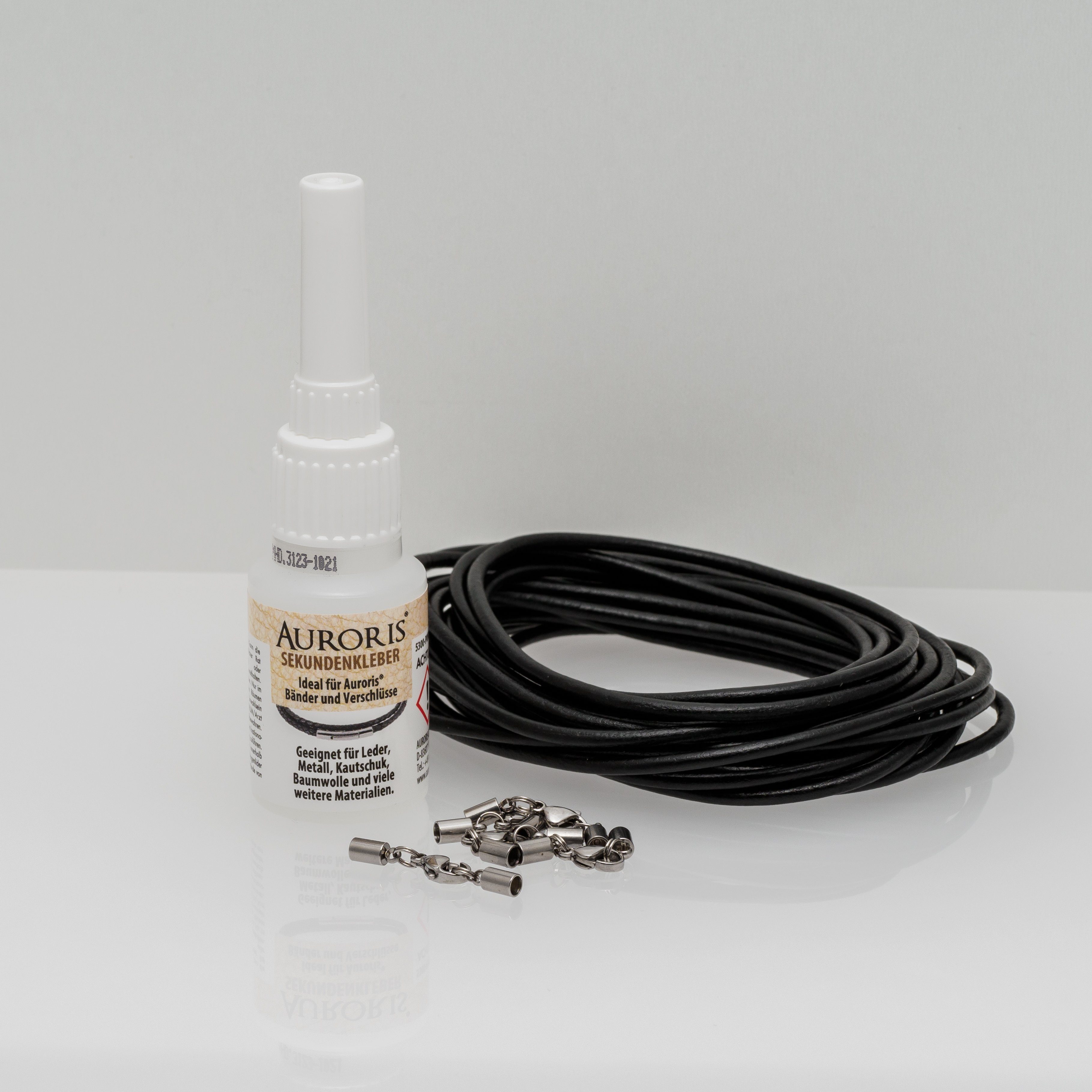 Auroris Schmuckset DIY-Set aus 5m Lederband, Verschlüssen und Kleber für Ke günstig online kaufen