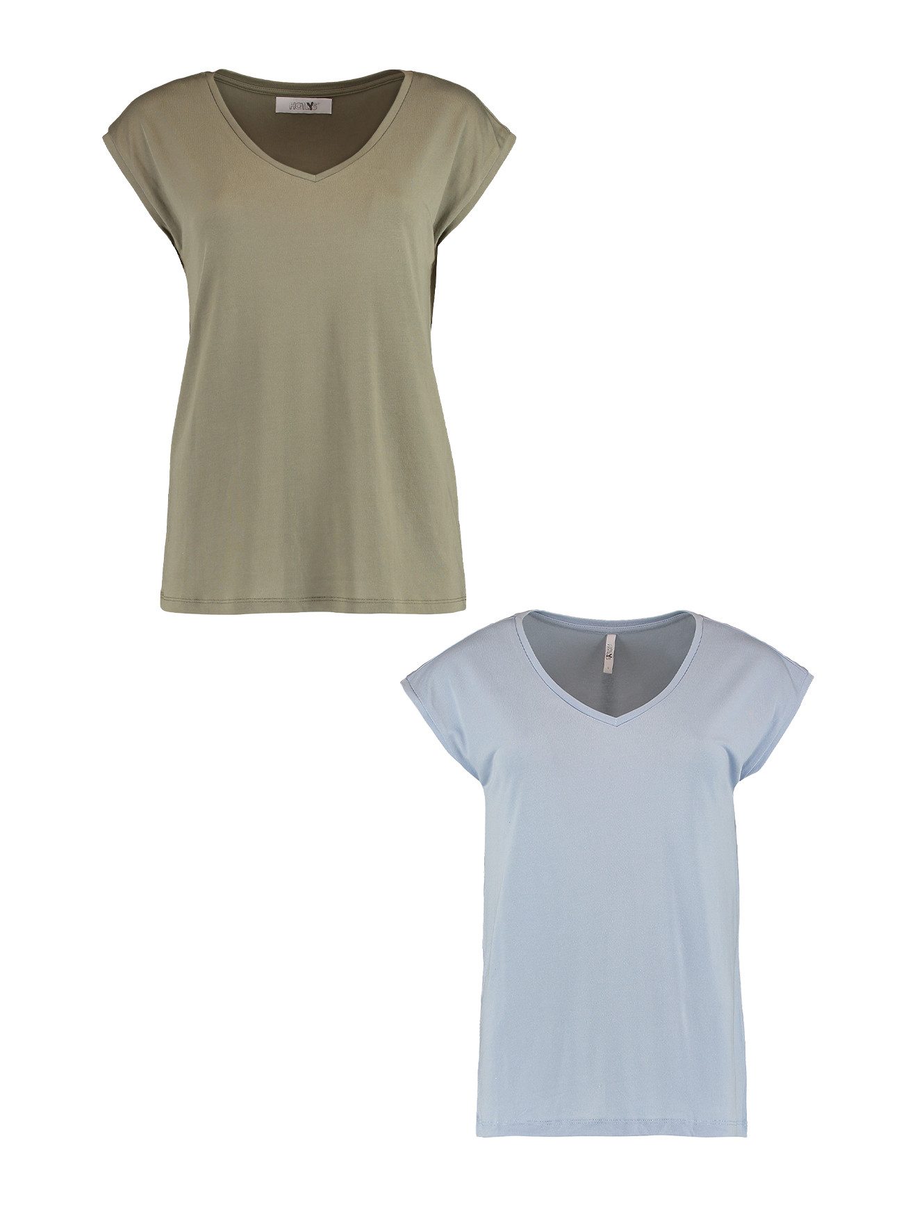 HaILY’S T-Shirt 2er-Set V-Ausschnitt Kurzarm Basic für Damen (2-tlg) SS M TP Pi44per