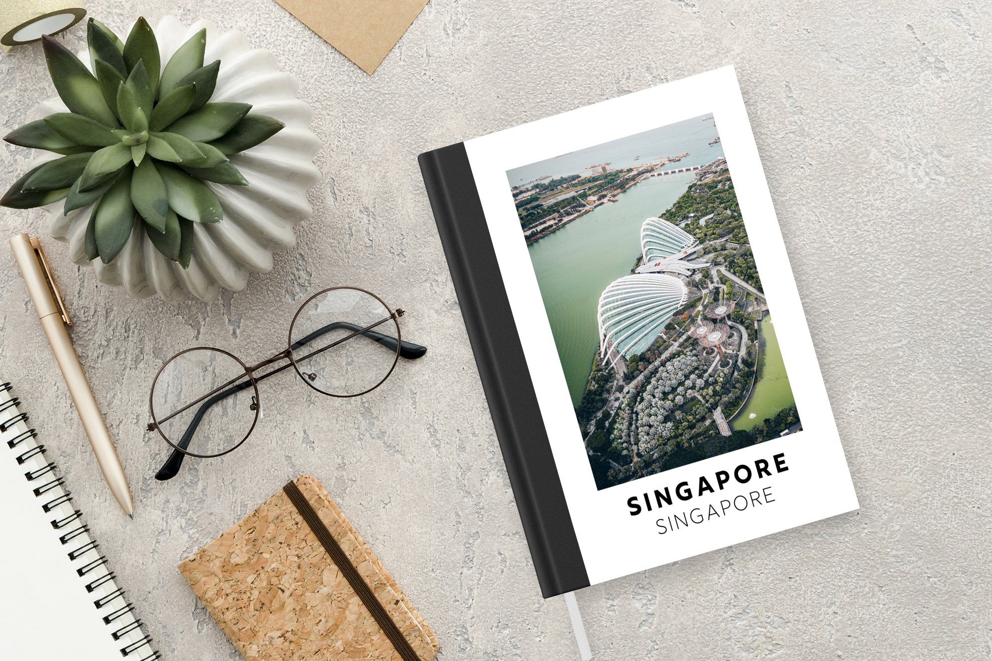 Notizbuch Architektur A5, Seiten, MuchoWow Merkzettel, Journal, Tagebuch, Haushaltsbuch Singapur - Notizheft, - 98 Wasser,