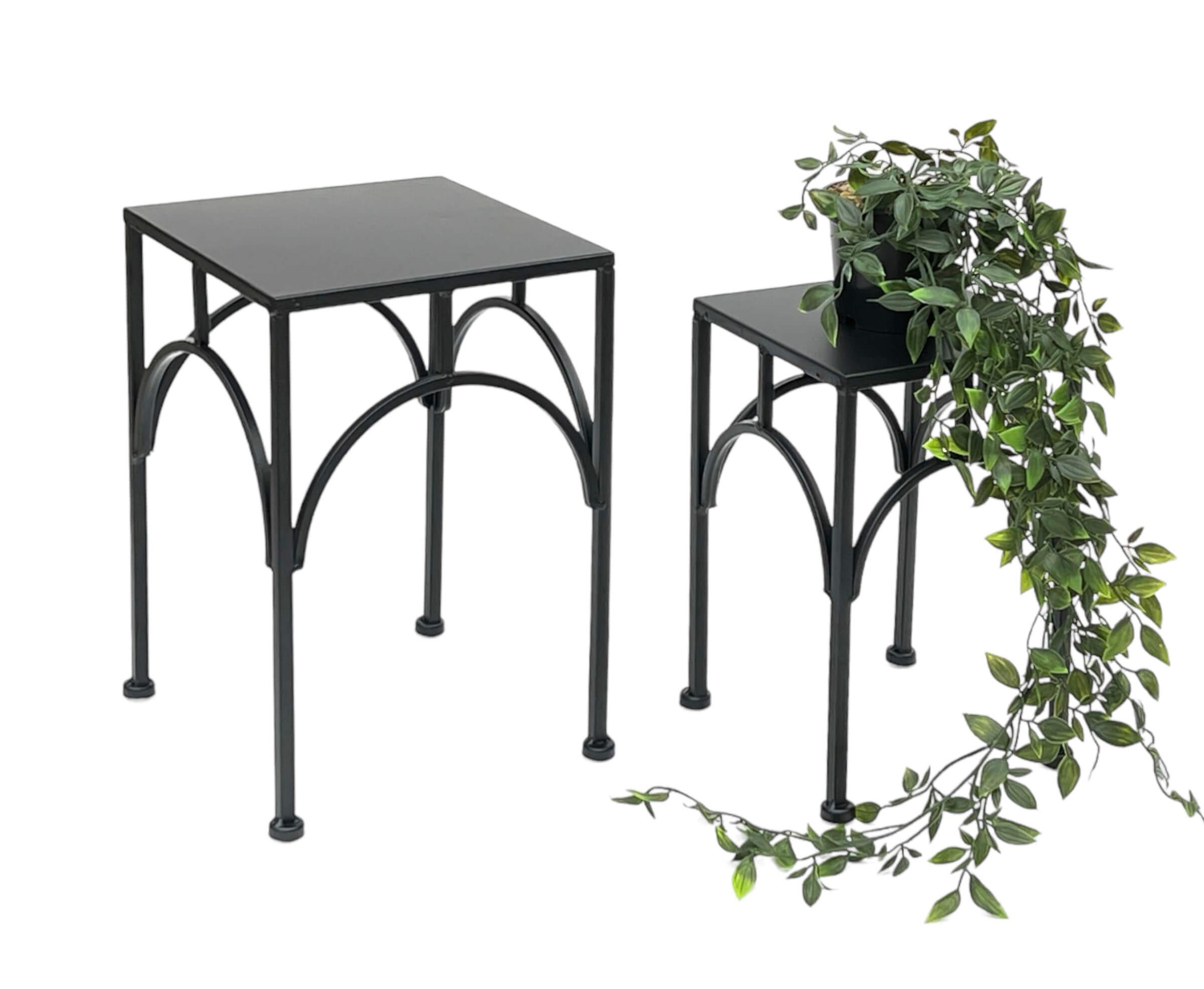 Blumenständer Blumenhocker Metall Schwarz Eckig Beistelltisch 96449 2er Set