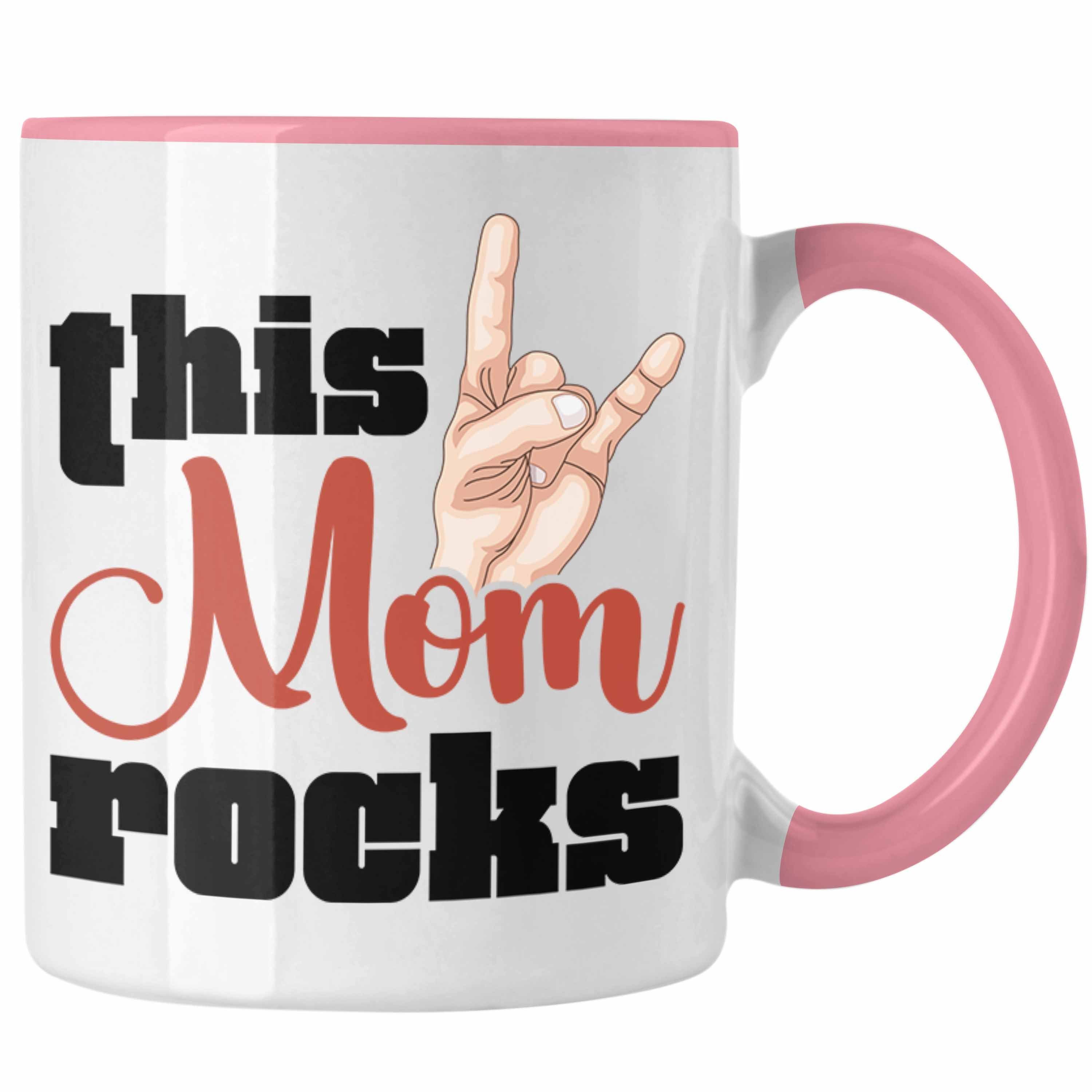 Trendation Tasse Trendation - This Rocks Mom Tasse Rosa Geschenkidee Rockn Lustige Roll Mama