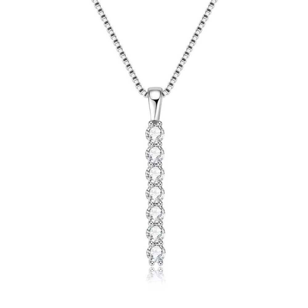 Silberkette Funkelnde Moissanit Damen Halskette -925 Sterling Silber 18K Gold