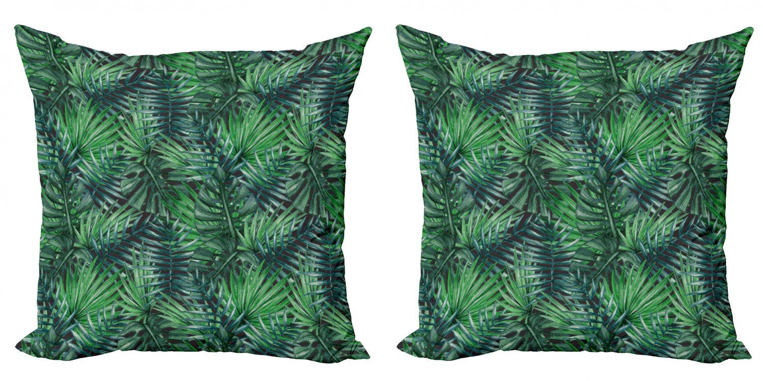 Stück), Watercolored Blatt Blätter Modern (2 Doppelseitiger Abakuhaus Kissenbezüge Digitaldruck, Accent Wald