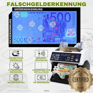 Jubula Banknotenzähler MV-500, Geldzählmaschine für gemischte Geldscheine EUR, USD, GBP, SEK usw.